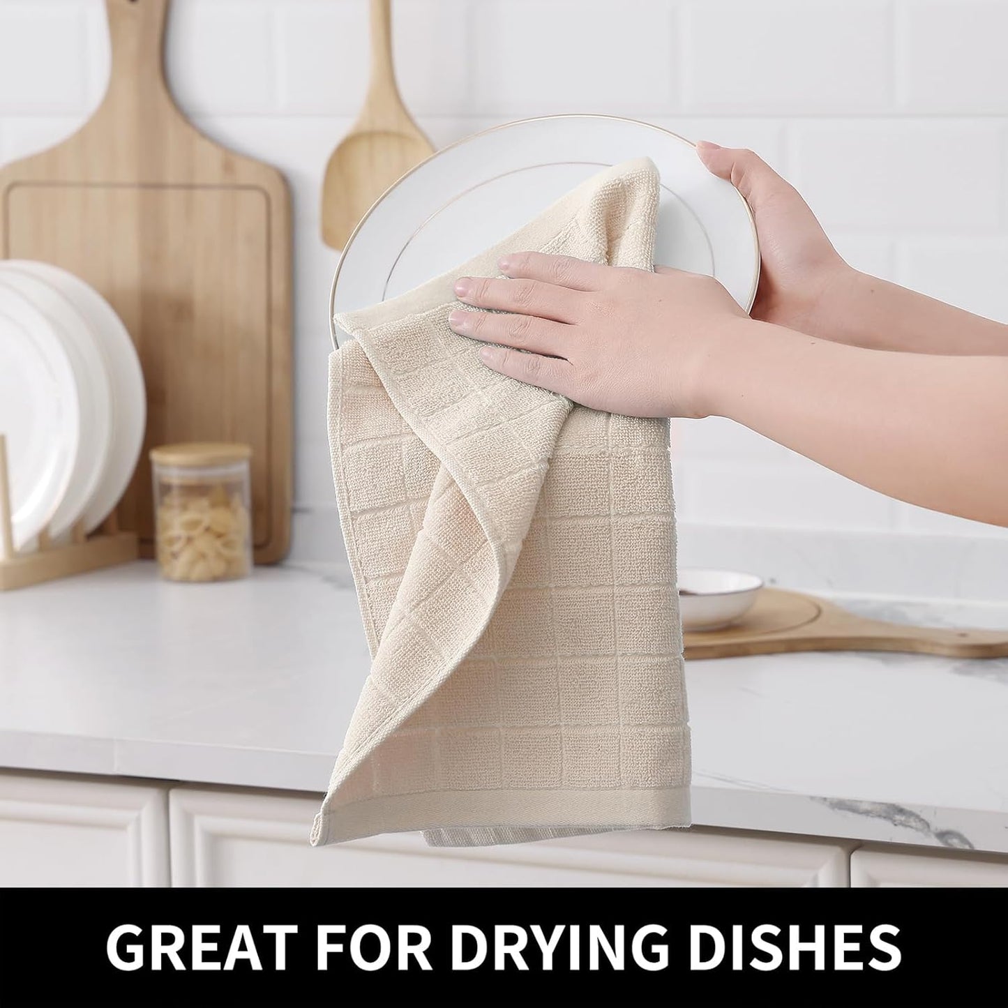 Homaxy 100% Cotton Terry Kitchen Dish Cloths, Ultra Soft and Absorbent Dish Towels for Kitchen
