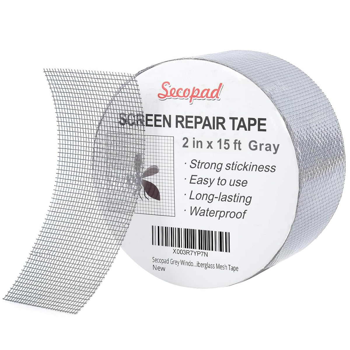 Grey Window Screen Repair Tape, 2IN X 15FT (180IN) Screen Repair Kit for Windows or Doors, Strong