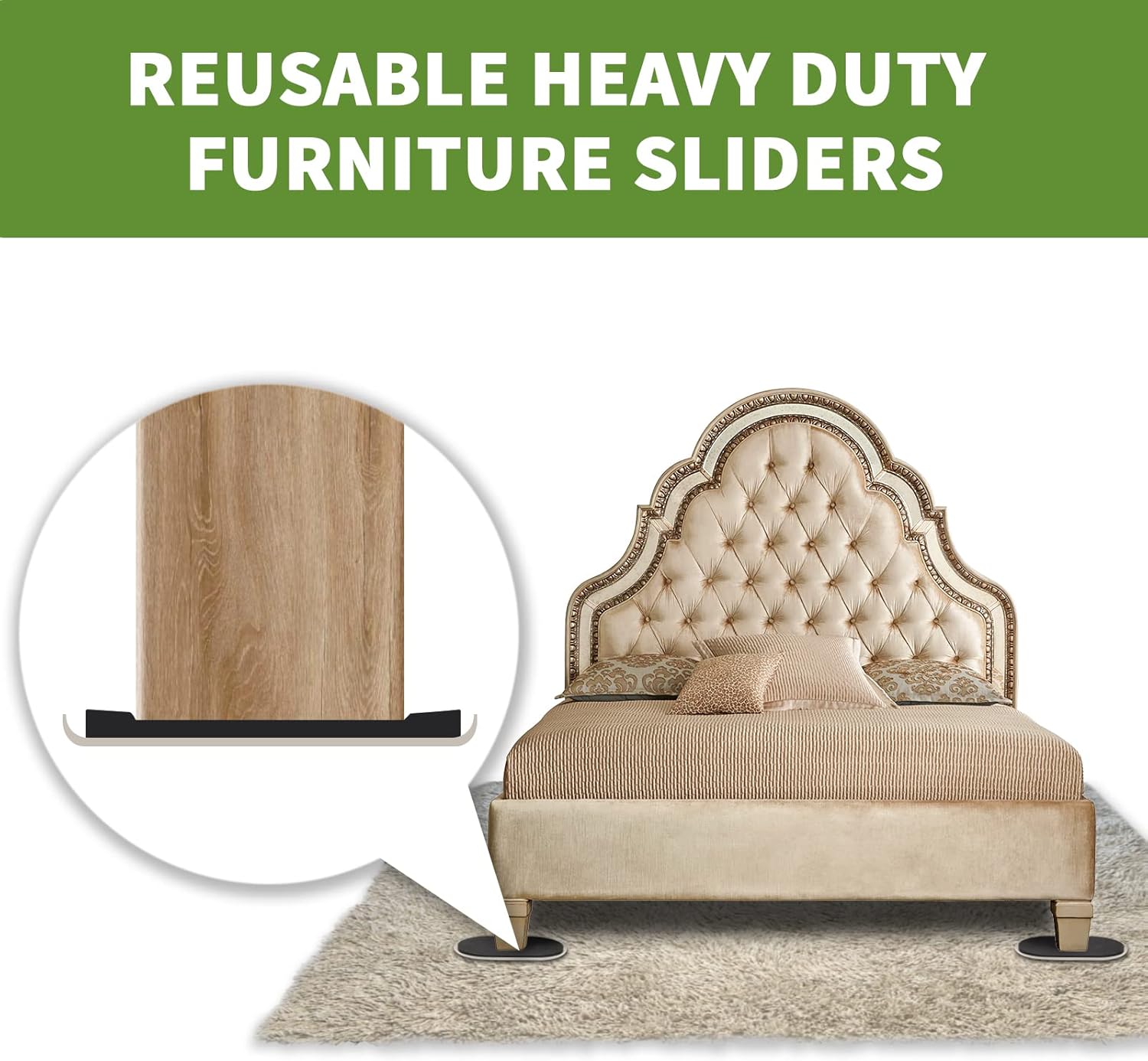 Furniture Sliders for Carpet 4 PCS - 9 1/2 inch Furniture Moving Slider Chair Legs Floors