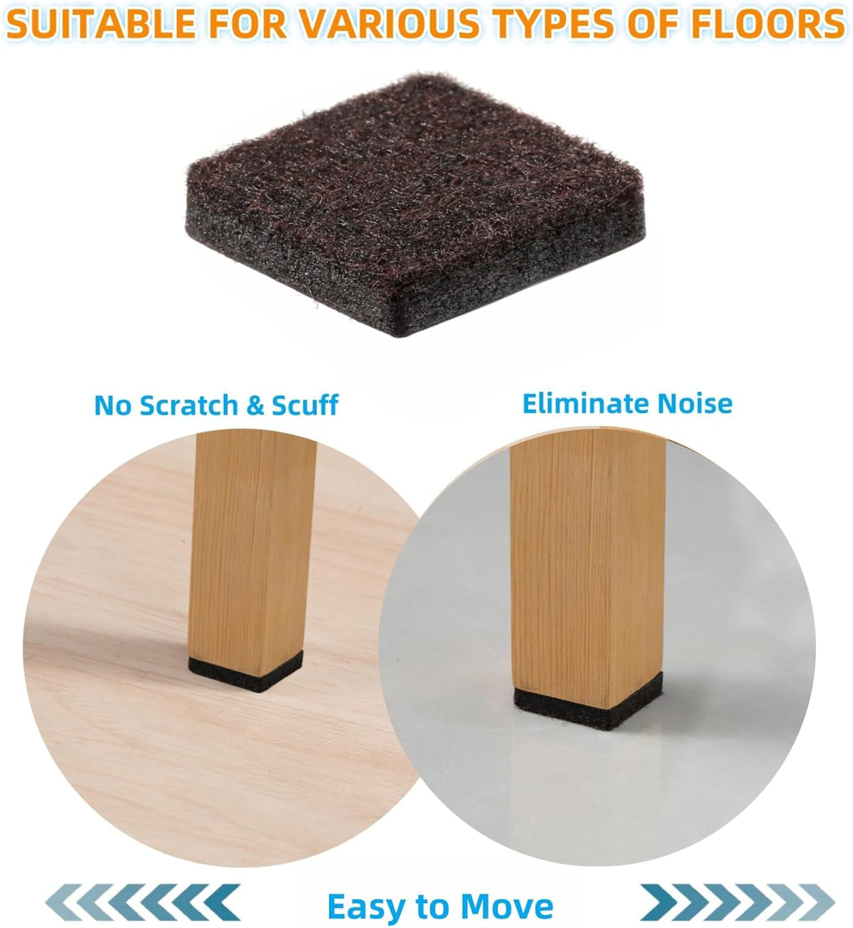 Furnigear Felt Furniture Pads for Hardwood Floors - Self Adhesive Chair Felt Pad, Floor Protector