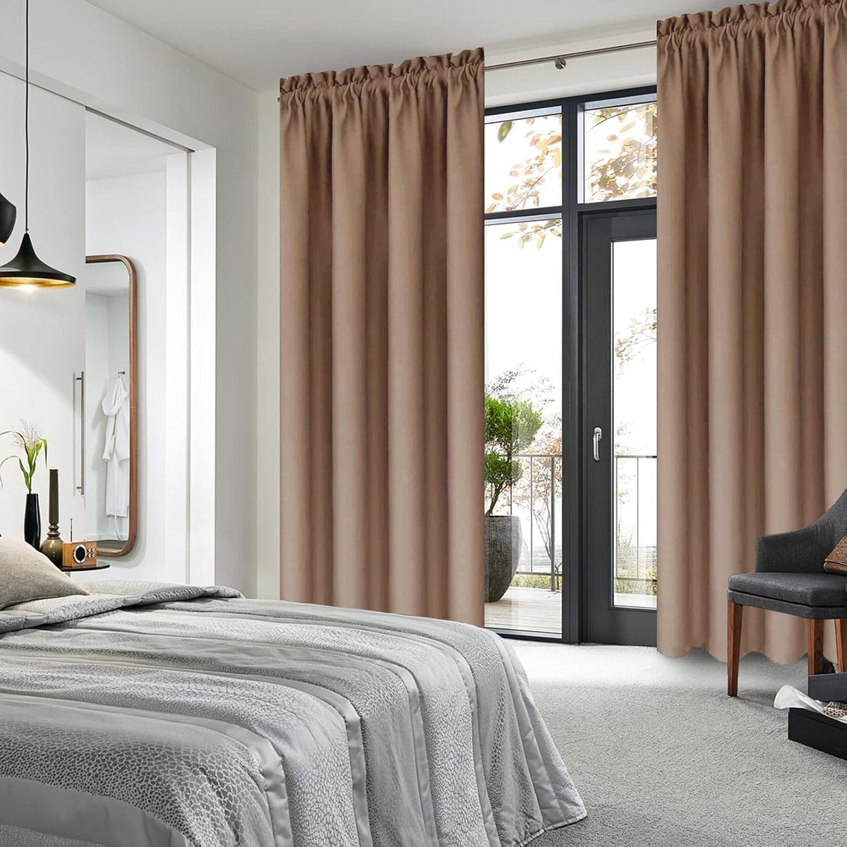 DWCN Blackout Curtains Room Darkening Thermal Insulated Bedroom Curtains Window Curtain Panels, 42