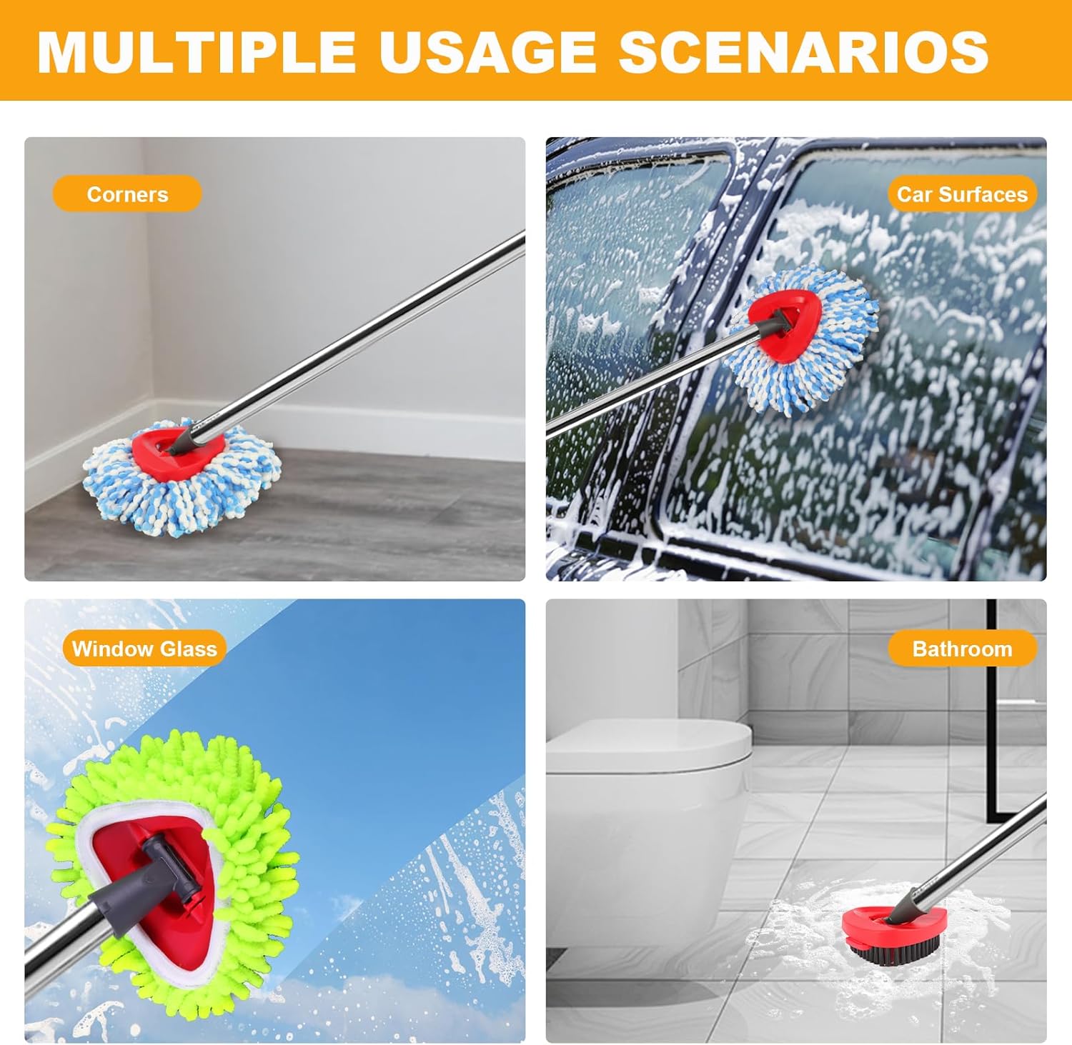 Mop Heads Replacements for OCedar RinseClean 2 Tank Spin Mop System, Mop Replace Head with 2