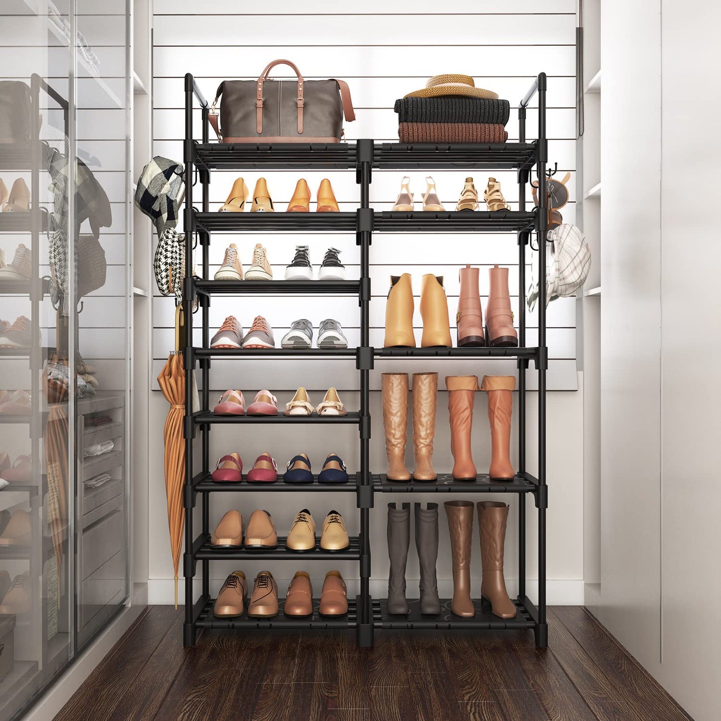 ROJASOP Shoe Rack Organizer, 8-Tier Metal Shoe Rack for Closet Entryway Garage, 26-32 Pairs Tall
