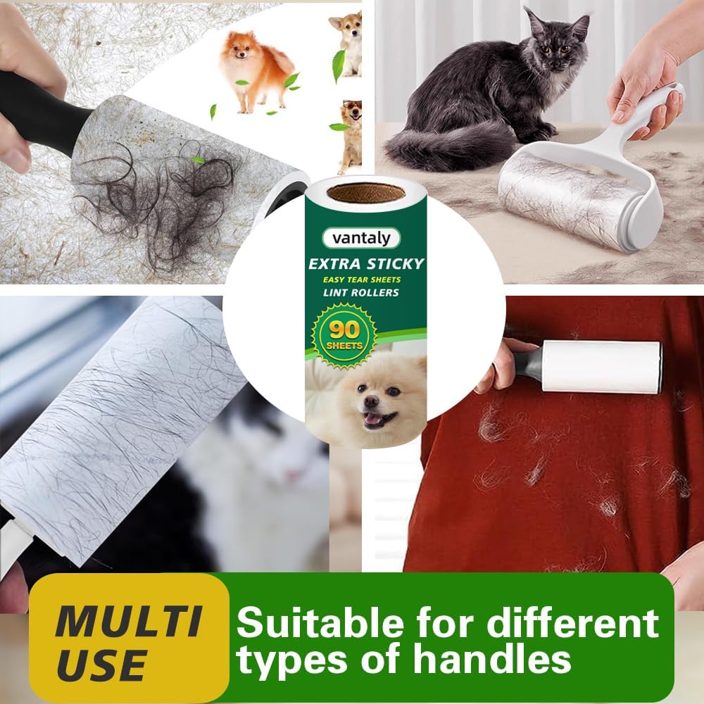Extra Sticky Lint Roller Refills,Fits Most 3.9"-4" Standard Size Lint Roller with Inner Diameter at