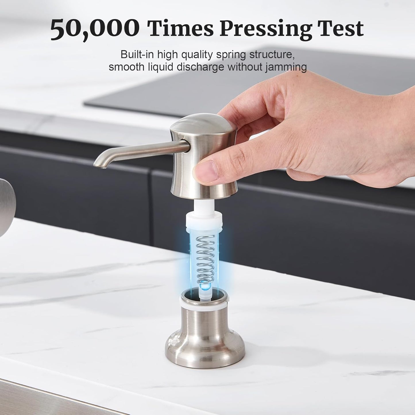 Soap Dispenser for Kitchen Sink Brushed Nickel, Built-in and Refill-from-Top Design with Liquid