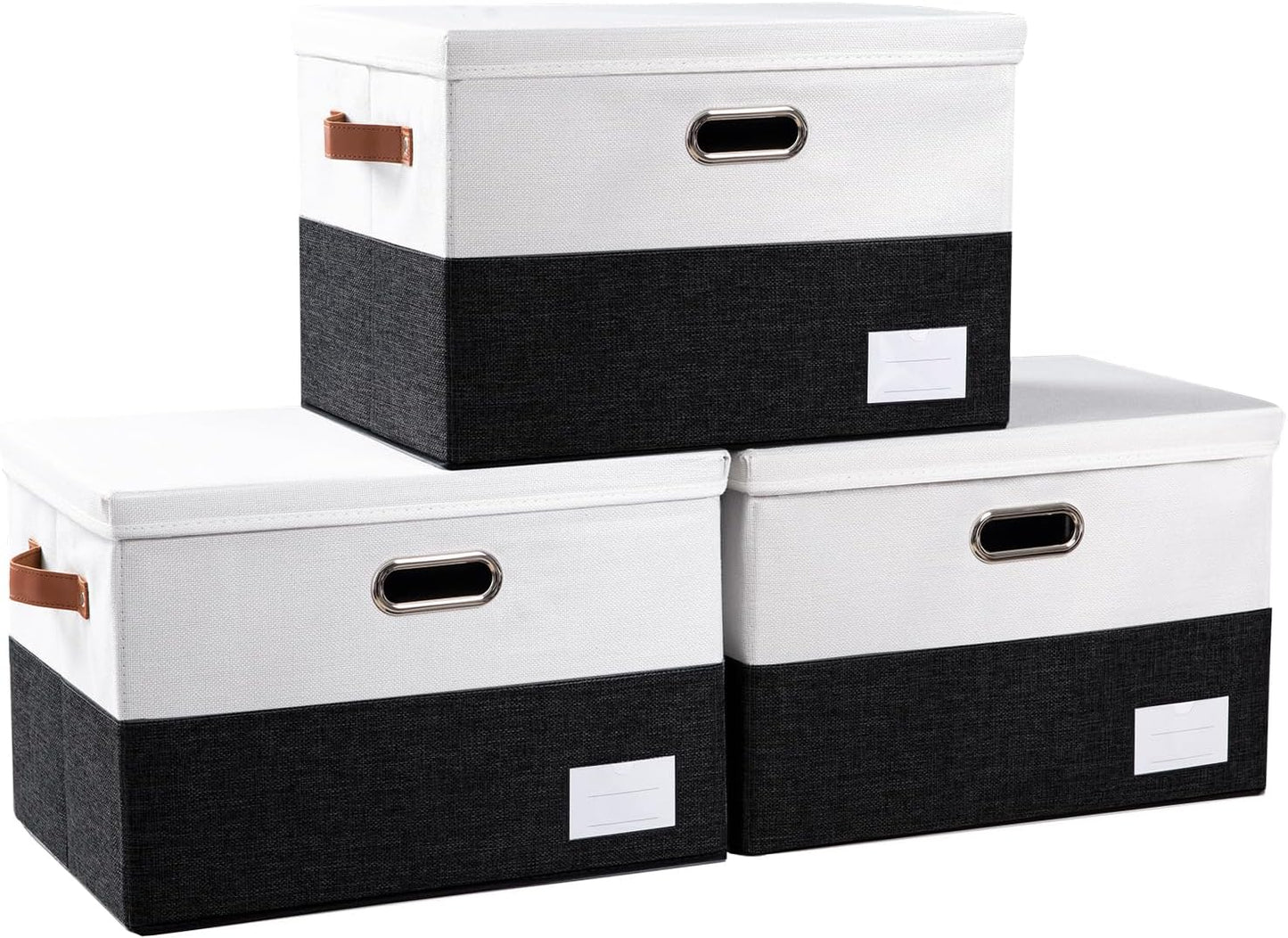 PRANDOM Foldable Storage Bins with Lids [3-Pack] Fabric Collapsible Storage Boxes Baskets Cubes