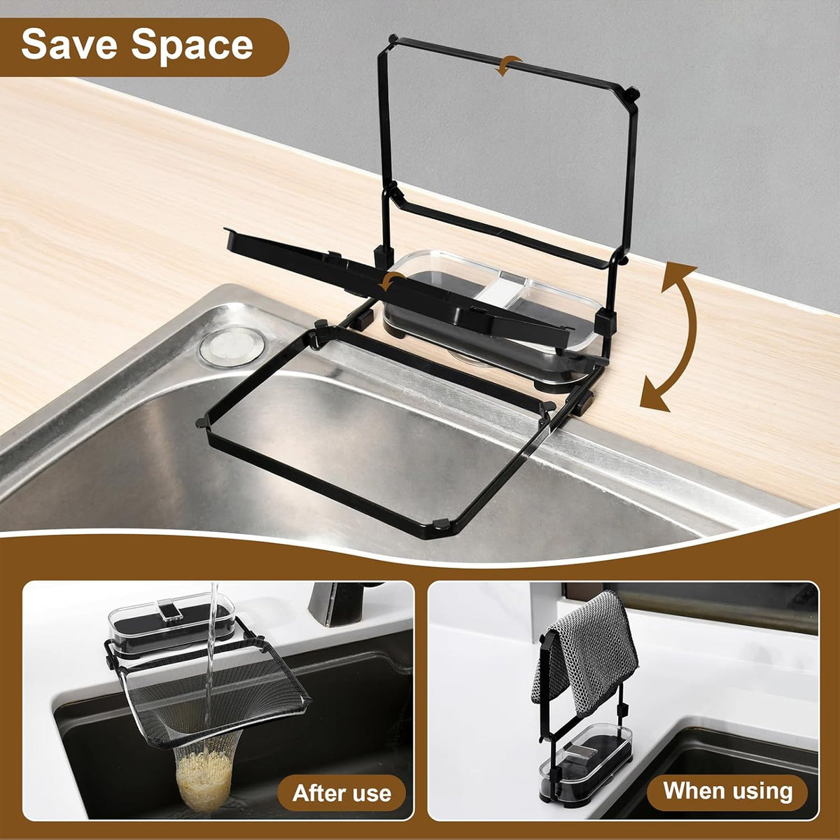 Kitchen Sink Drain Strainer Basket Holder - 50 Mesh Net Bags for Food Scraps, Kitchen Sink Food