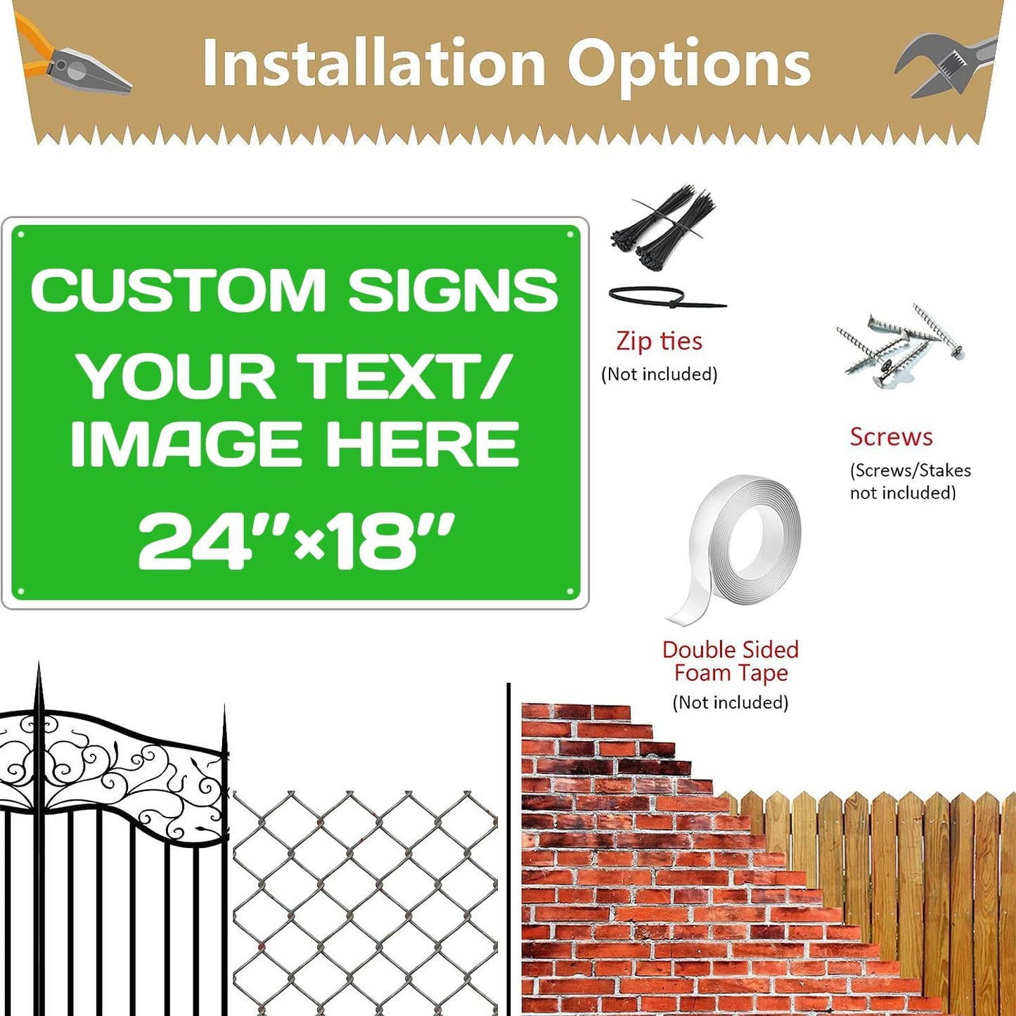 Personalized Aluminum Weatherproof Metal Sign - Multiple Sizes, Custom Text and Picture - Hazard
