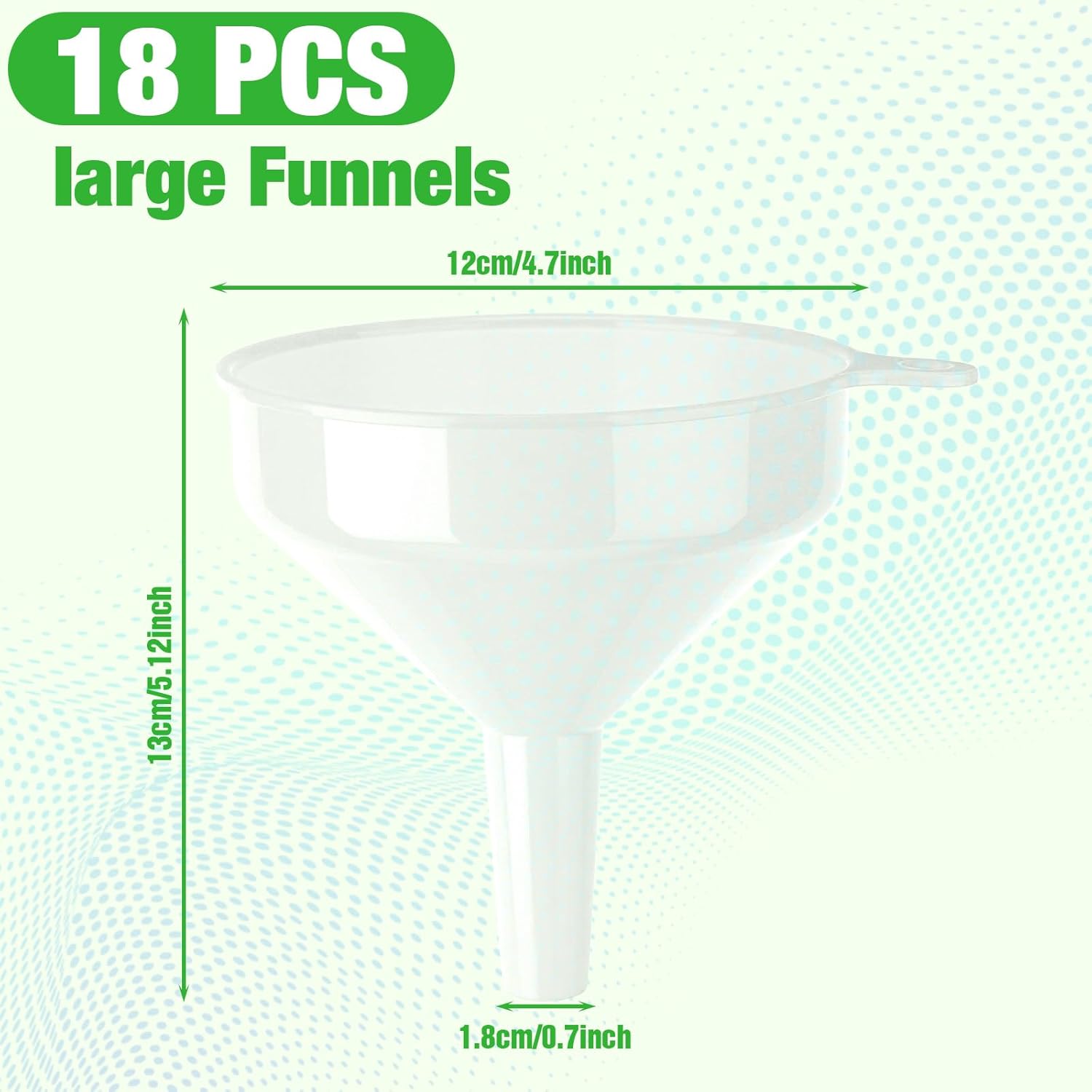 Honeydak 18 Pieces Multi-Purpose Plastic Funnels 4.7 Inch Wide Mouth Funnels for Filling Bottles