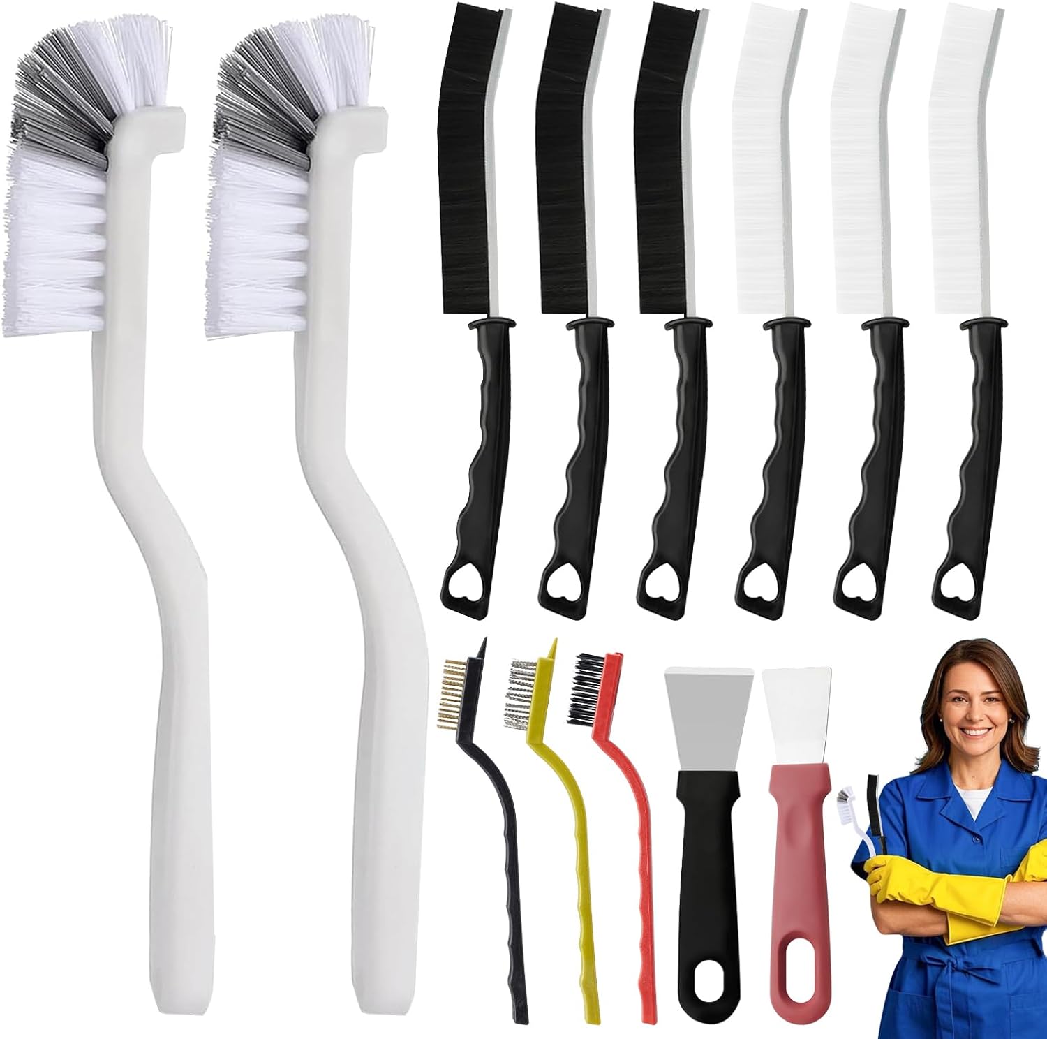 Crevice Cleaning Brush,13 Pcs Scrub Brushes for Cleaning Hard Bristle Cleaning Brushes for