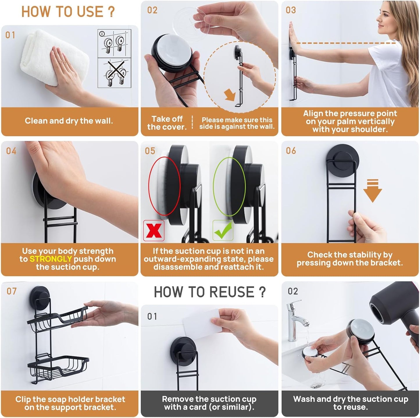 LEVERLOC 2 Tier Soap Holder, Soap Bar Dish for Shower Wall Mounted, Stainless Steel Suction Cup