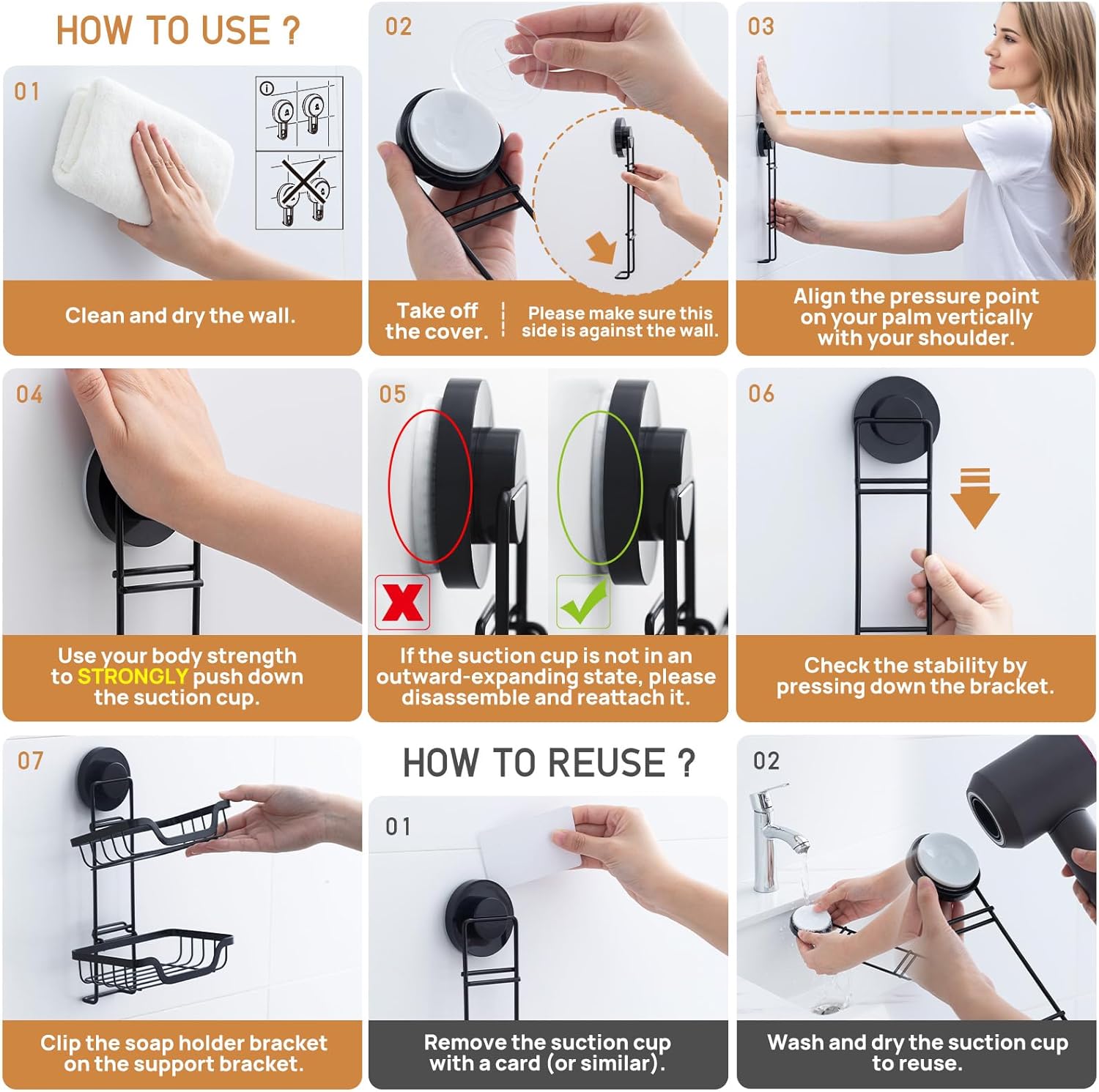 LEVERLOC 2 Tier Soap Holder, Soap Bar Dish for Shower Wall Mounted, Stainless Steel Suction Cup