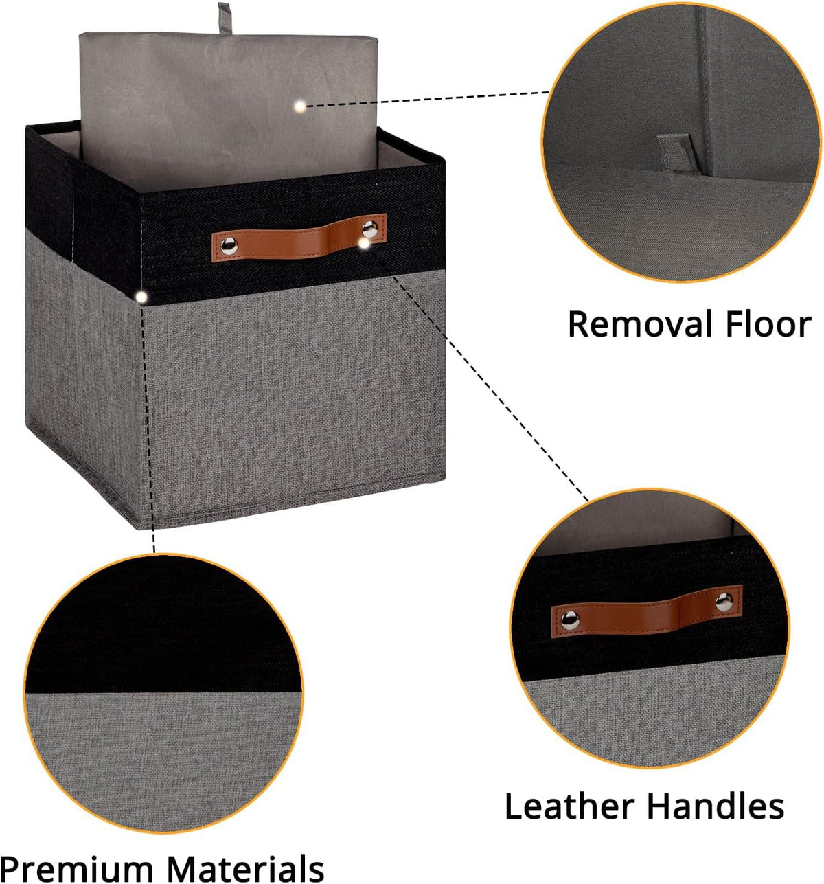 HNZIGE Fabric Cube Storage Baskets 11x11, Set of 4, Foldable Baskets with Handlesfor Organizer
