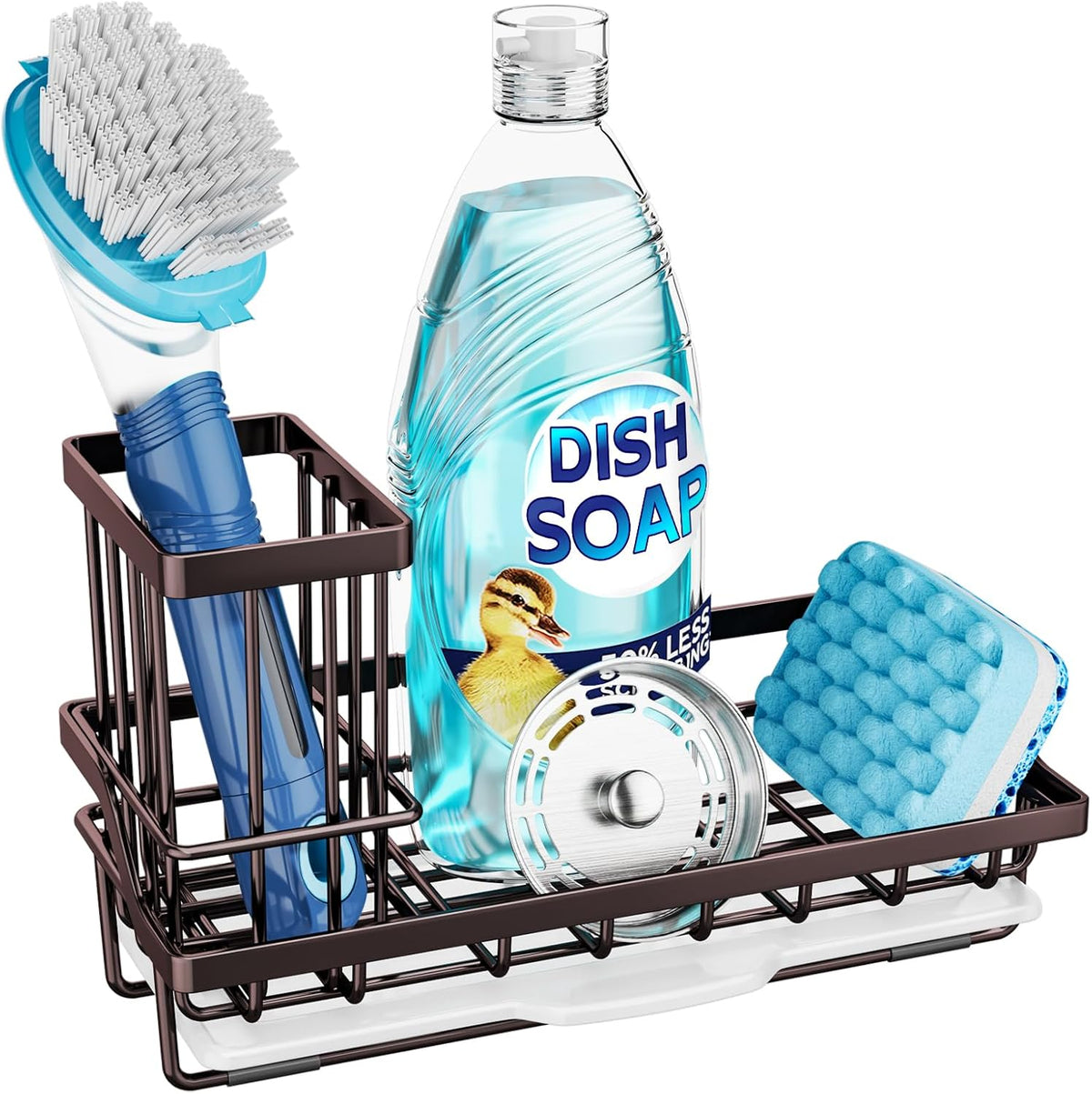 Consumest Sink Caddy Kitchen Organizer, Sponge Holder for Kitchen Sink with Removable Drip Tray for