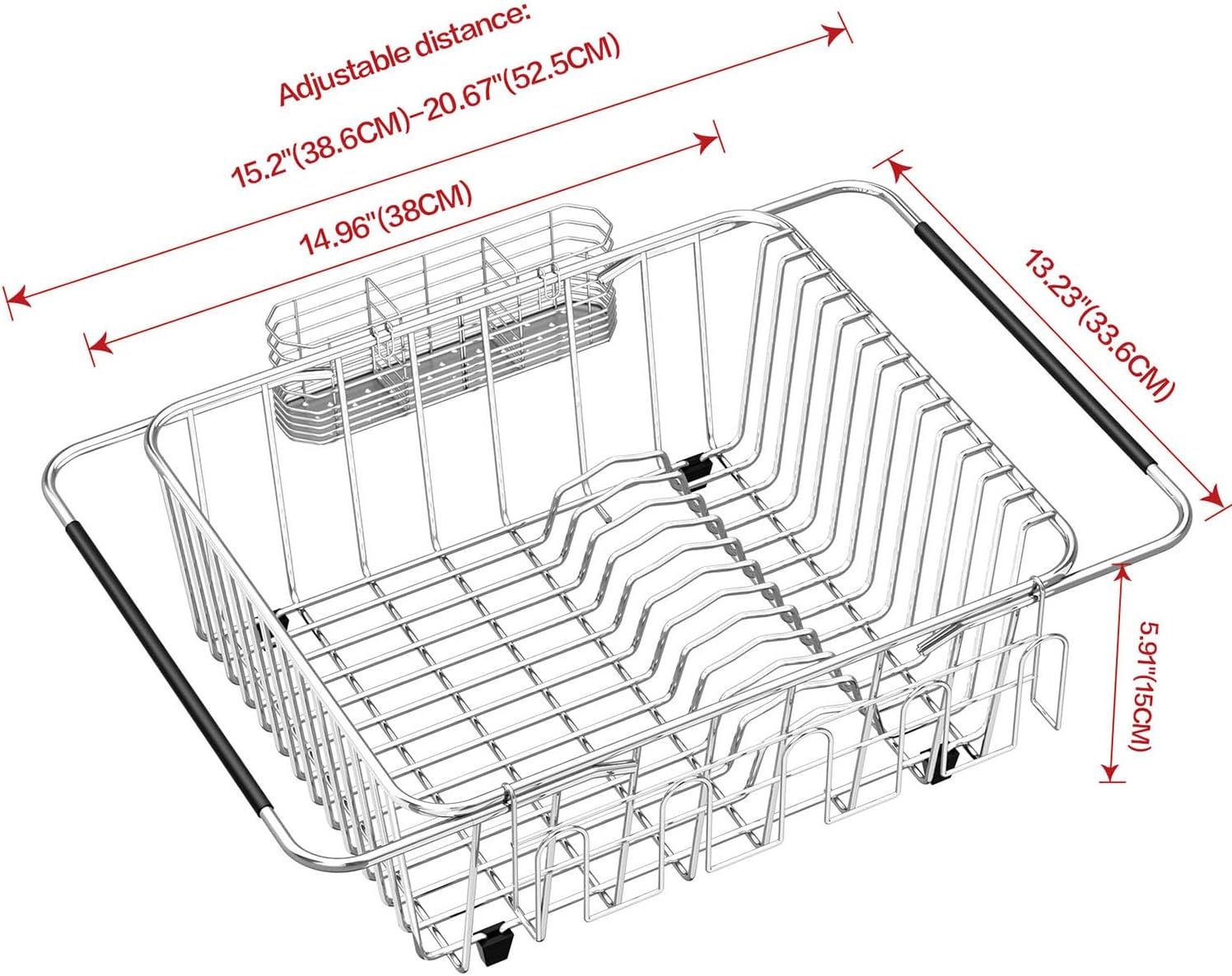 Dish Drying Rack in Sink, Extendable Stainless Steel Dish Drainers for Kitchen Counter, Anti-Rust