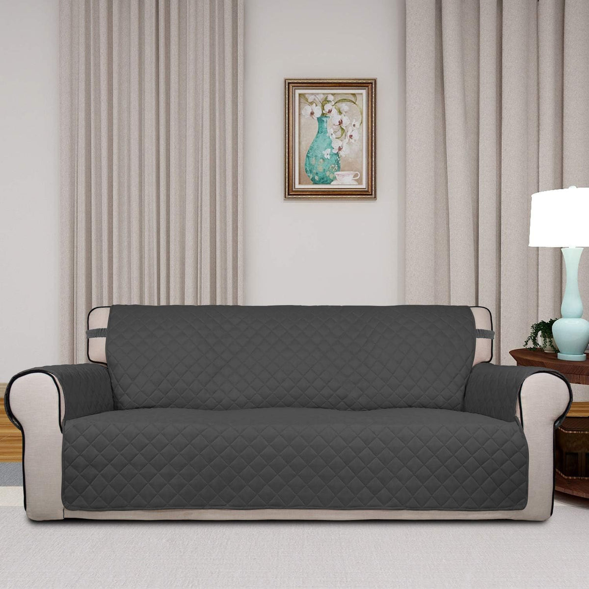 PureFit Reversible Quilted Sofa Cover, Water Resistant Slipcover Furniture Protector, Washable