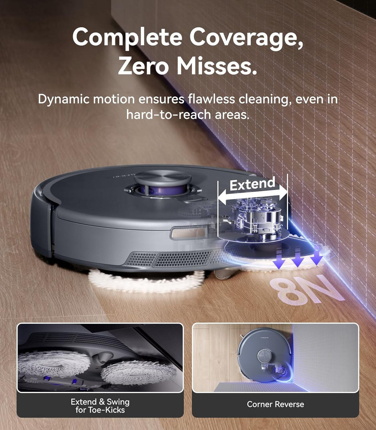 NARWAL Freo Z10 Ultra Robot Vacuum and Mop Combo, Dual RGB Cameras and Chips, AI Avoidance, 8N