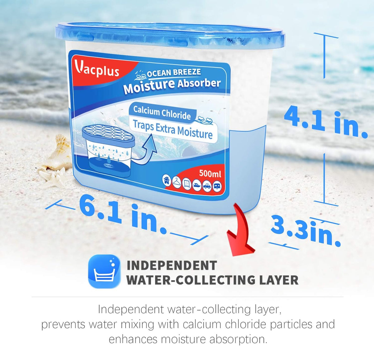 Vacplus Moisture Absorbers 6 Pack, 10.5 Oz Portable Humidity Absorber Boxes for Your Bathroom