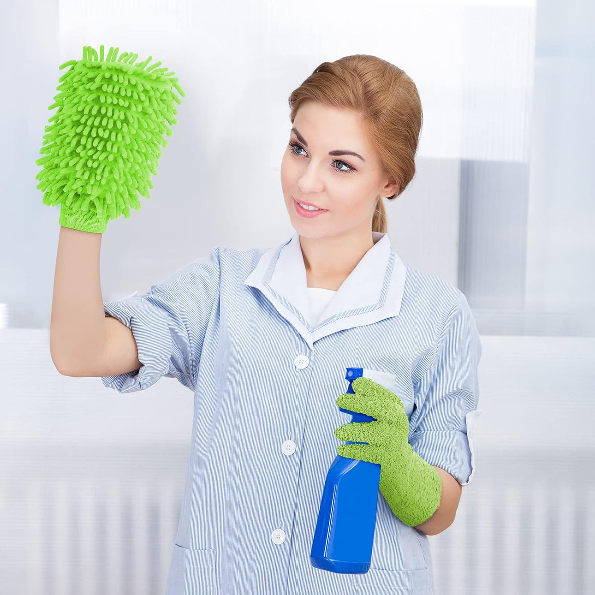 6 Pcs Microfiber Dusting Mitt Gloves Microfiber Washable Dusting Gloves Car Wash Mitt for Leaf