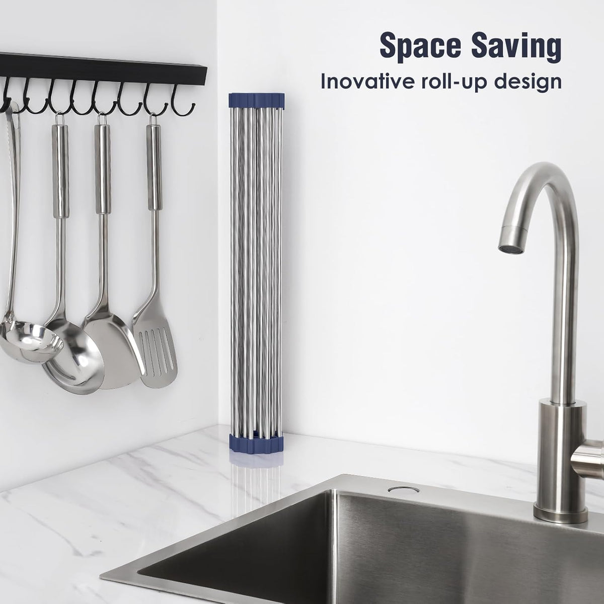 Tomorotec 17.7" x 12.5" Roll Up Dish Drying Rack Over Sink Drying Rack Sink Cover Kitchen Sink