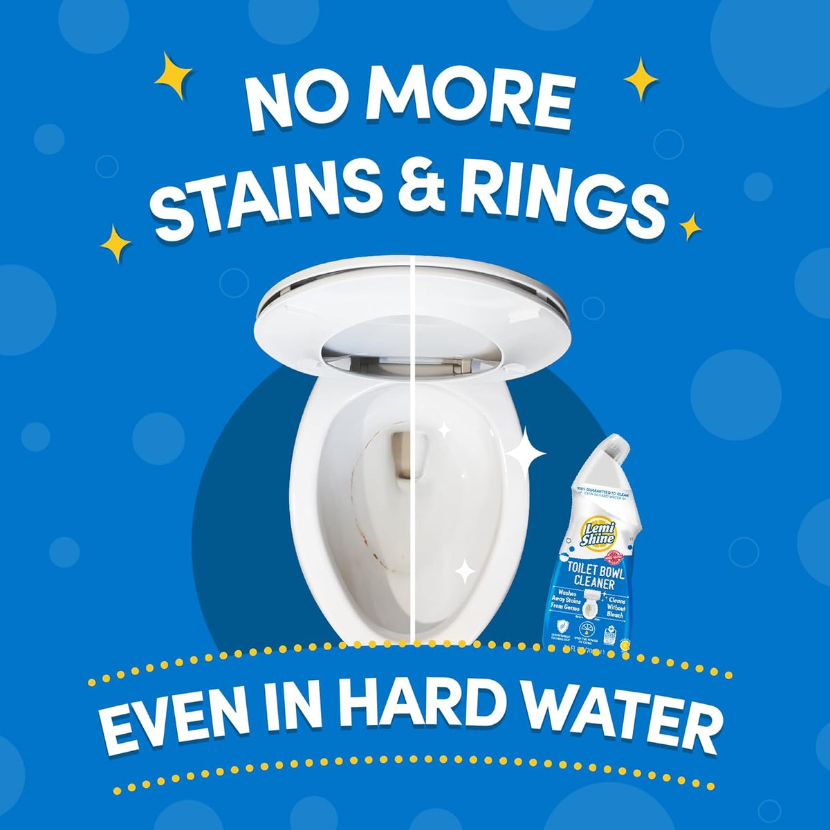Lemi Shine Toilet Bowl Cleaner - Bleach-Free Toilet Cleaner - Removes Tough Stains and Odor - 24 fl