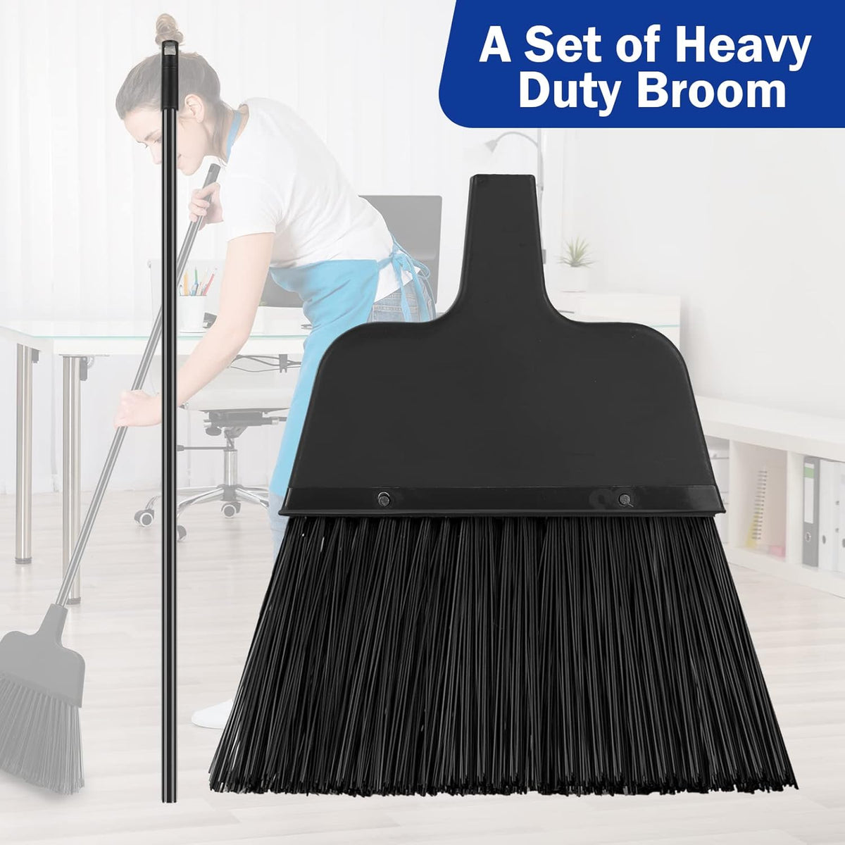8 Pcs Outdoor Broom for Floor Cleaning 54 Inch Commercial Heavy Duty Broom Long Handle Kitchen