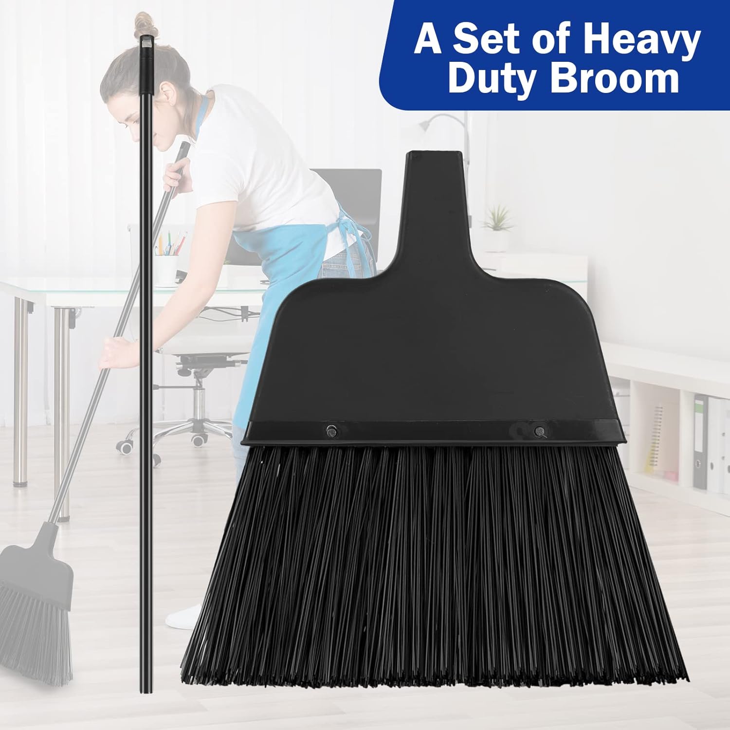 8 Pcs Outdoor Broom for Floor Cleaning 54 Inch Commercial Heavy Duty Broom Long Handle Kitchen