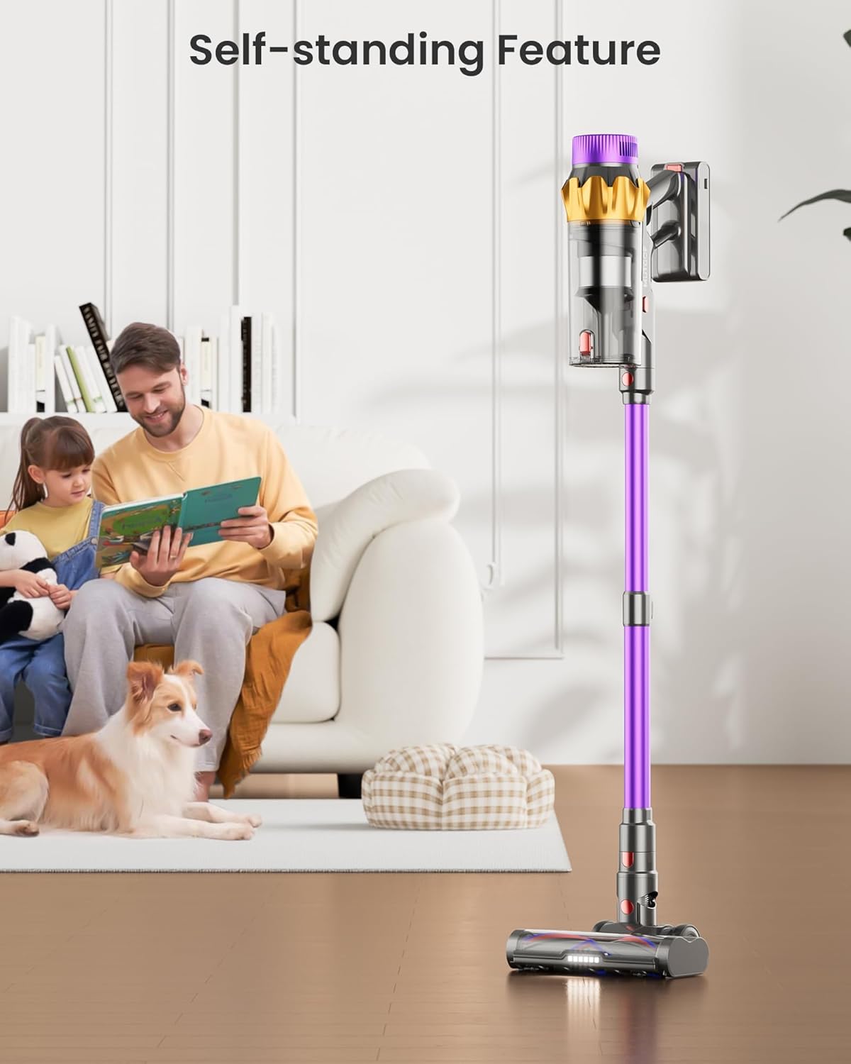 Cordless Vacuum Cleaner, 580W 48KPA 70 Mins Vacuum Cleaners for Home, Self-Standing Cordless Vacuum