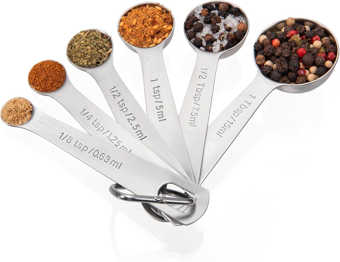 Doosu Measuring Spoons Set of 6-18/8 Stainless Steel Heavy Duty Teaspoons Tablespoons with Engraved