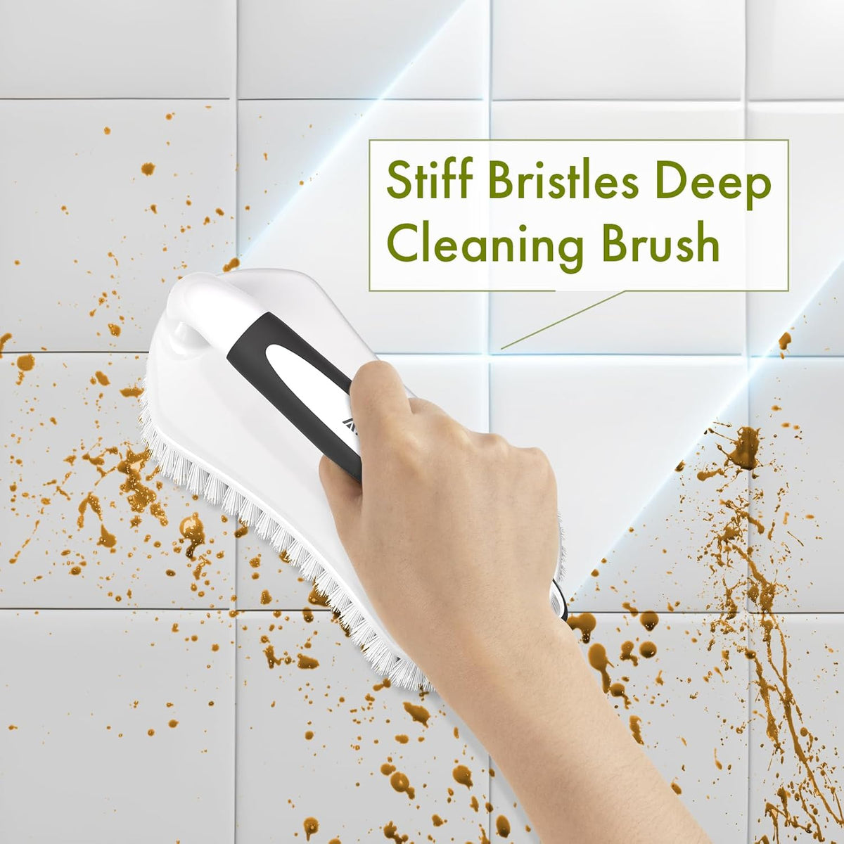 Amazer Scrub Brush for Cleaning Comfort Grip Shower Scrubber Stiff Bristles with Handle Heavy Duty