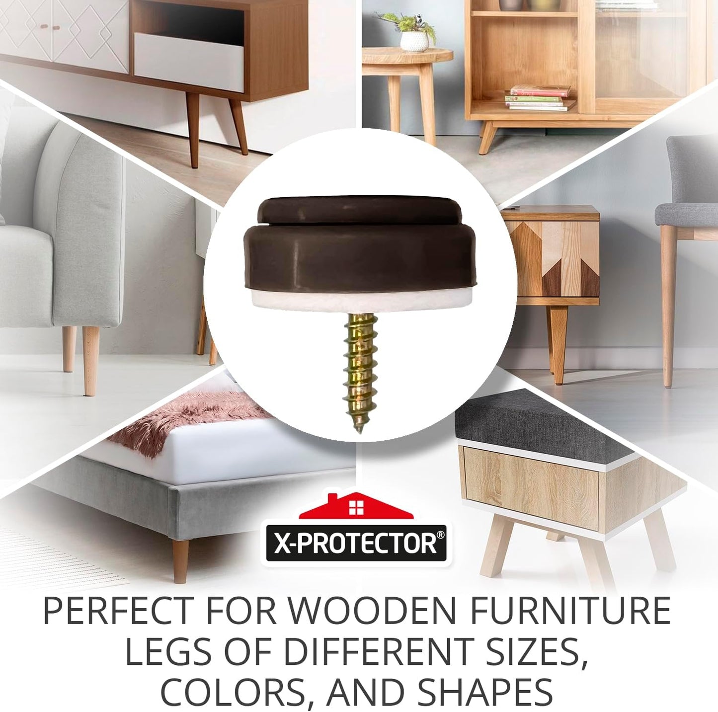 Chair Glides X-PROTECTOR – 16 PCS 1" Furniture Glides – Screw-On Chair Sliders – Premium Chair Leg