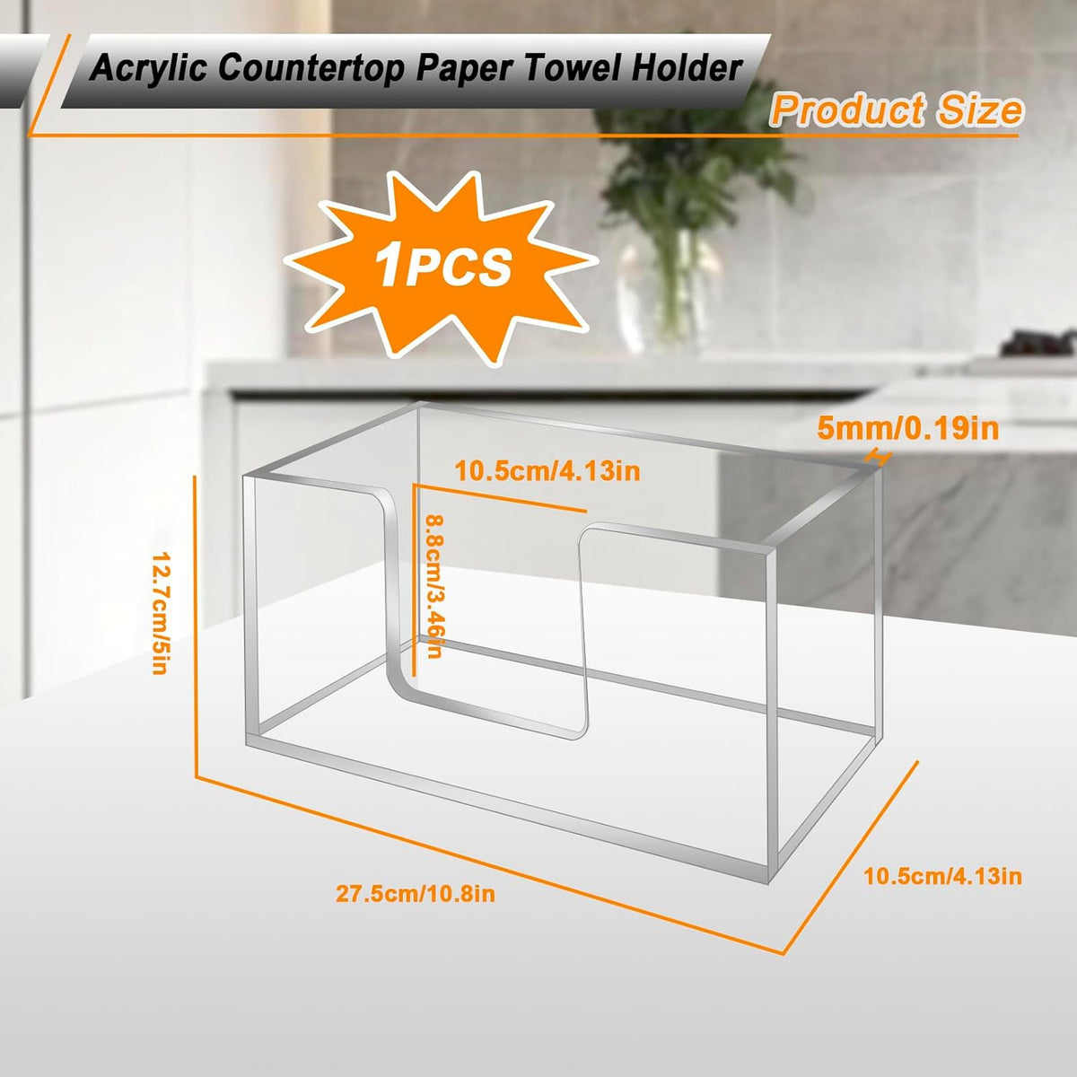4Pack Acrylic Paper Towel Dispenser, Napkin Holder for Bathroom, Kitchen & Countertop – Paper Towel