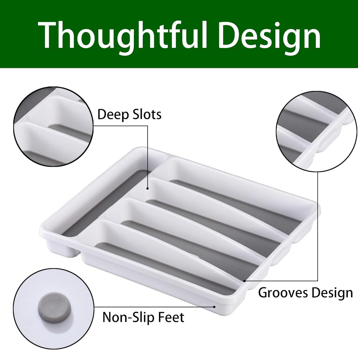 Silverware Organizer 2 Pieces Utenisl Organizer Holder Kitchen Drawer Organizer Plastic Silverware