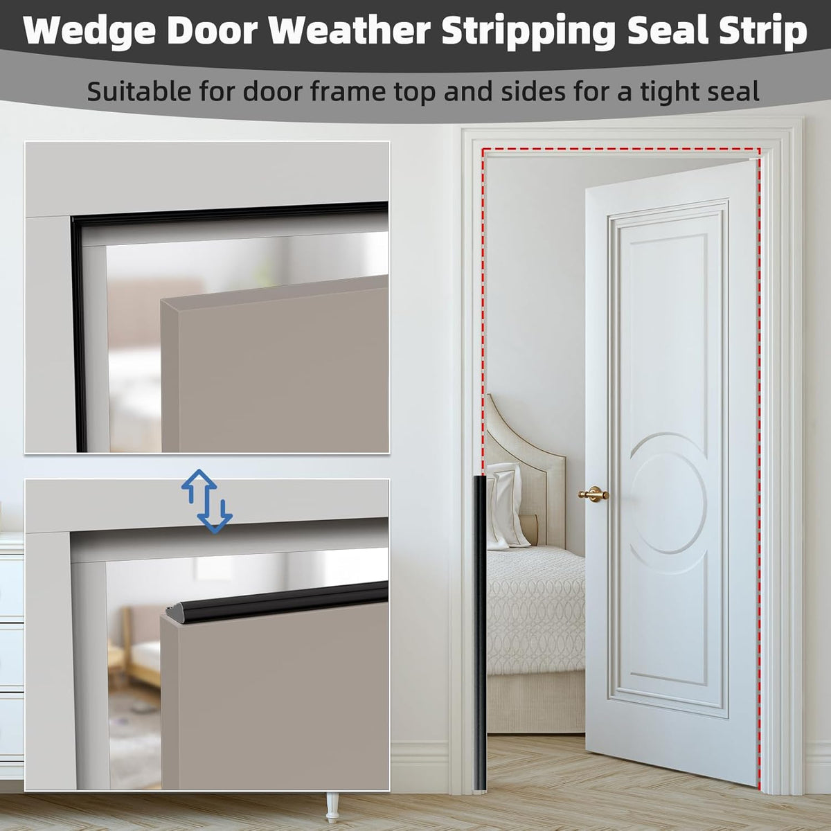 118" Wedge Weather Stripping Door Seal Strip for Door Frame & Window,Self Adhesive Window