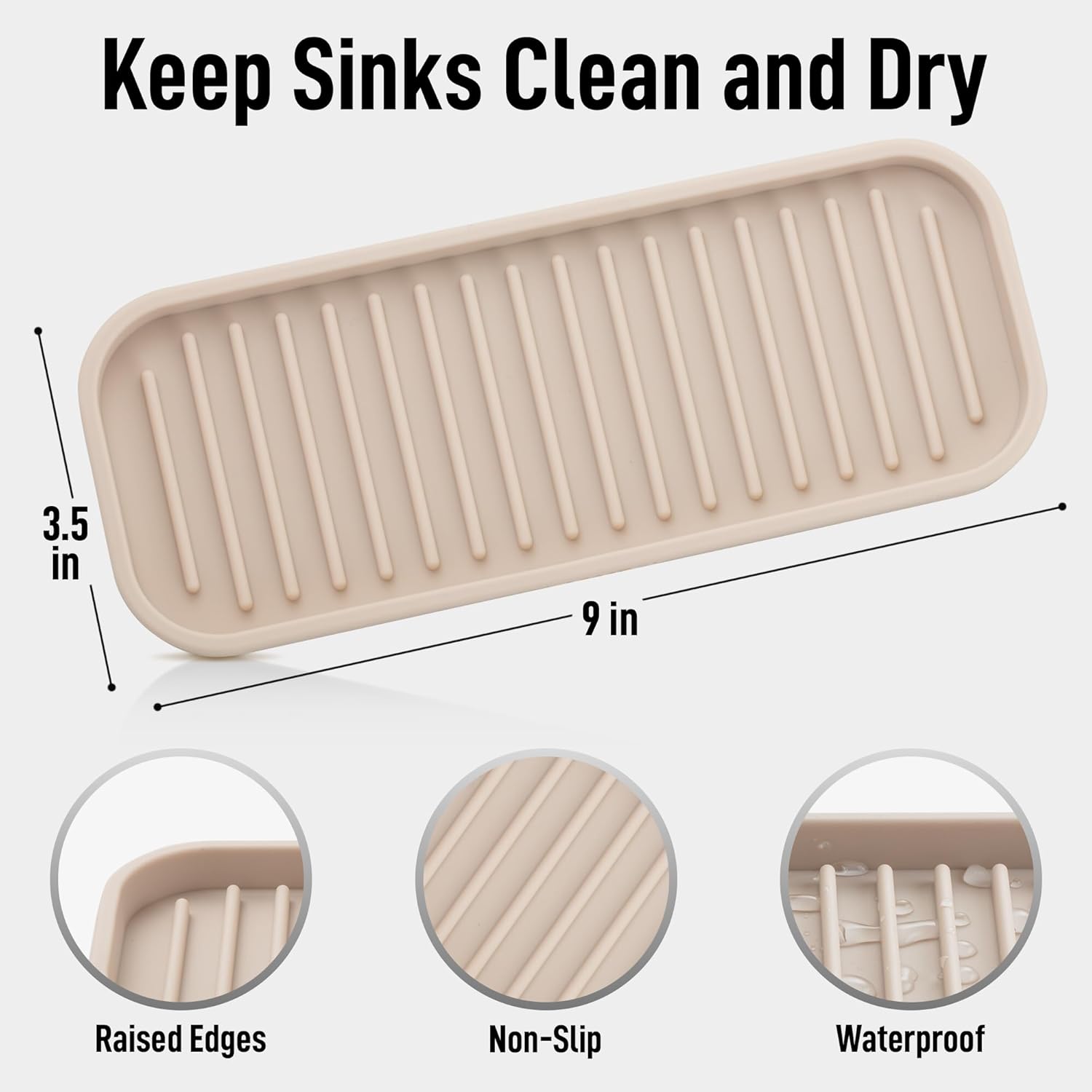 Zulay Kitchen (9x3.5) Silicone Sponge Holder for Kitchen Sink - Flexible Multipurpose Soap Tray
