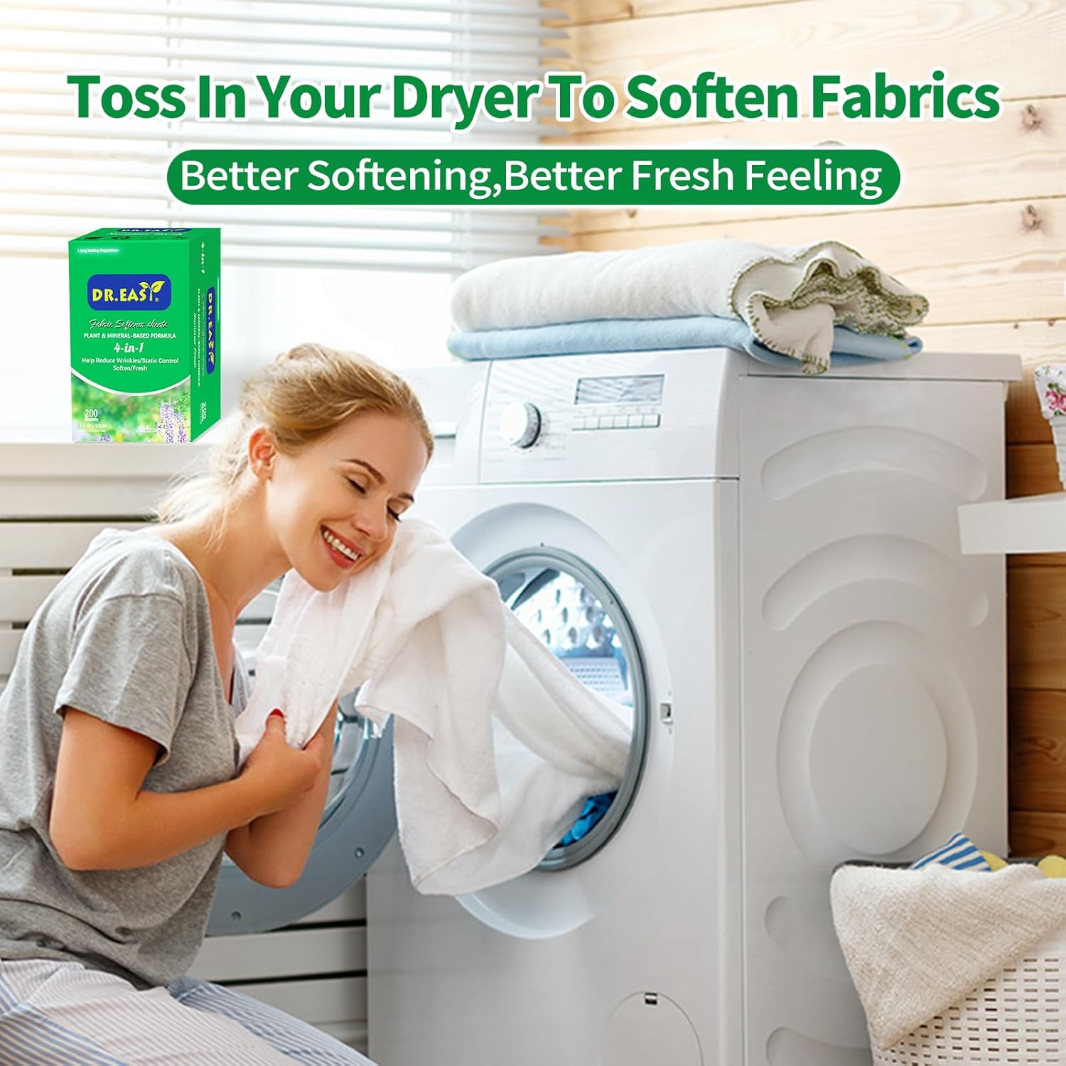 DR.EASY SUMMER FRESH Dryer Sheets Plant Based Formula 200 Ct Fabric Softener sheets for Laundry
