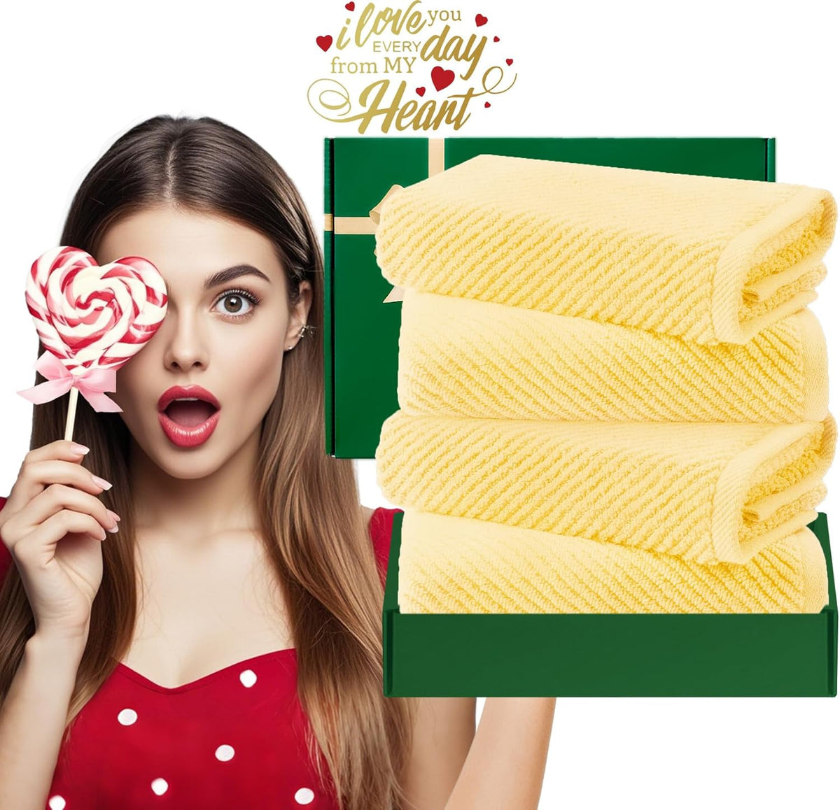 VOOVA & MOVAS Yellow Hand Towels for Bathroom, 4 Pack Large 18" x 28" - 100% Cotton | Lightweight |