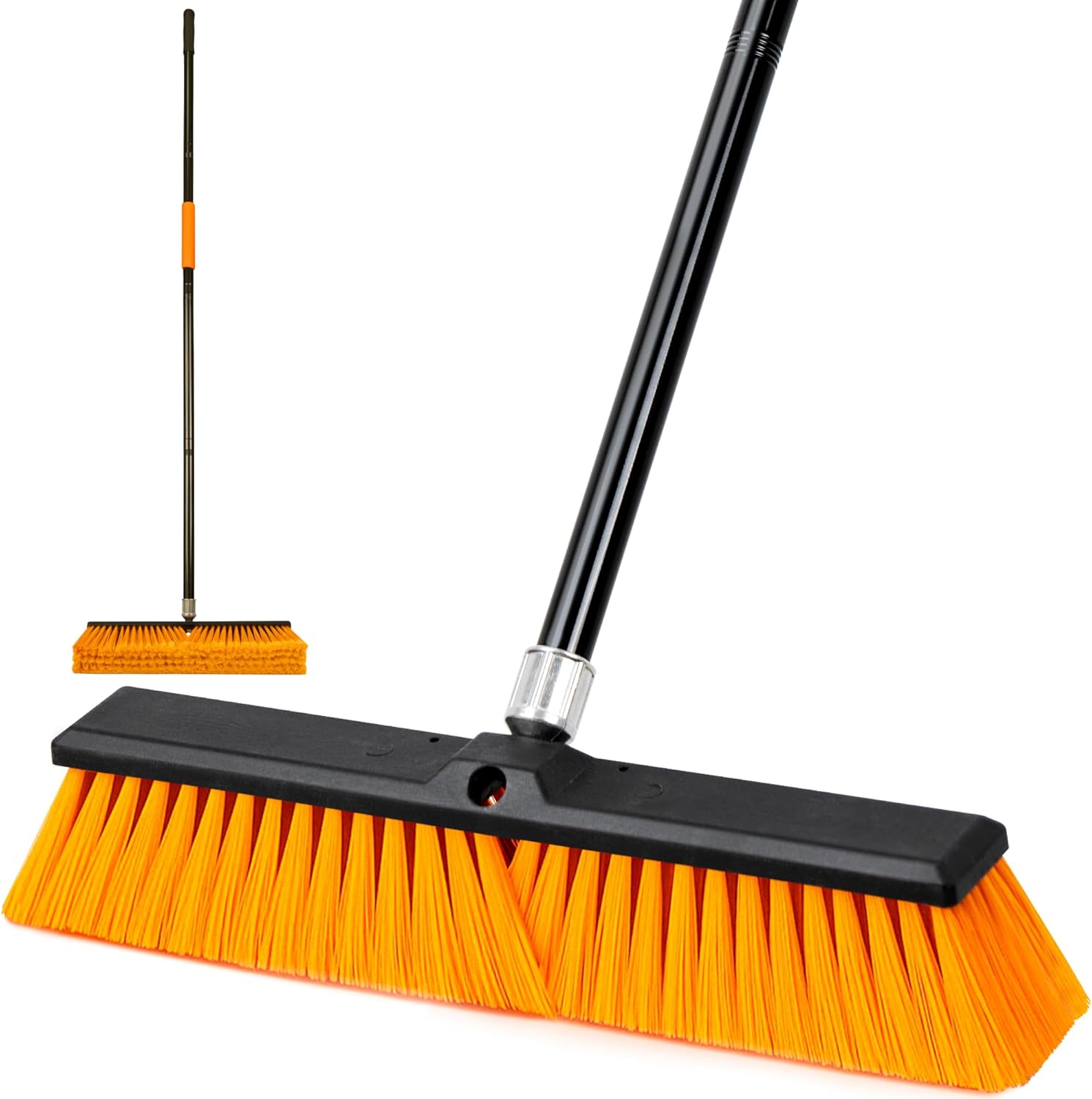 DSV Standard 18’’ Push Broom Outdoor Heavy Duty with 59.4’’ Long Handle, Industrial Broom with
