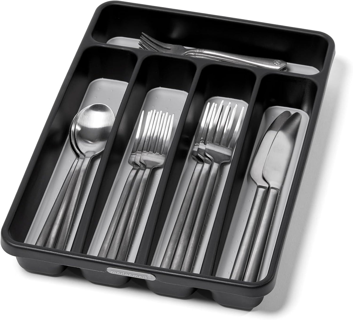 madesmart Classic Mini Silverware Tray, Soft Grip, Non-Slip Kitchen Drawer Organizer, 5