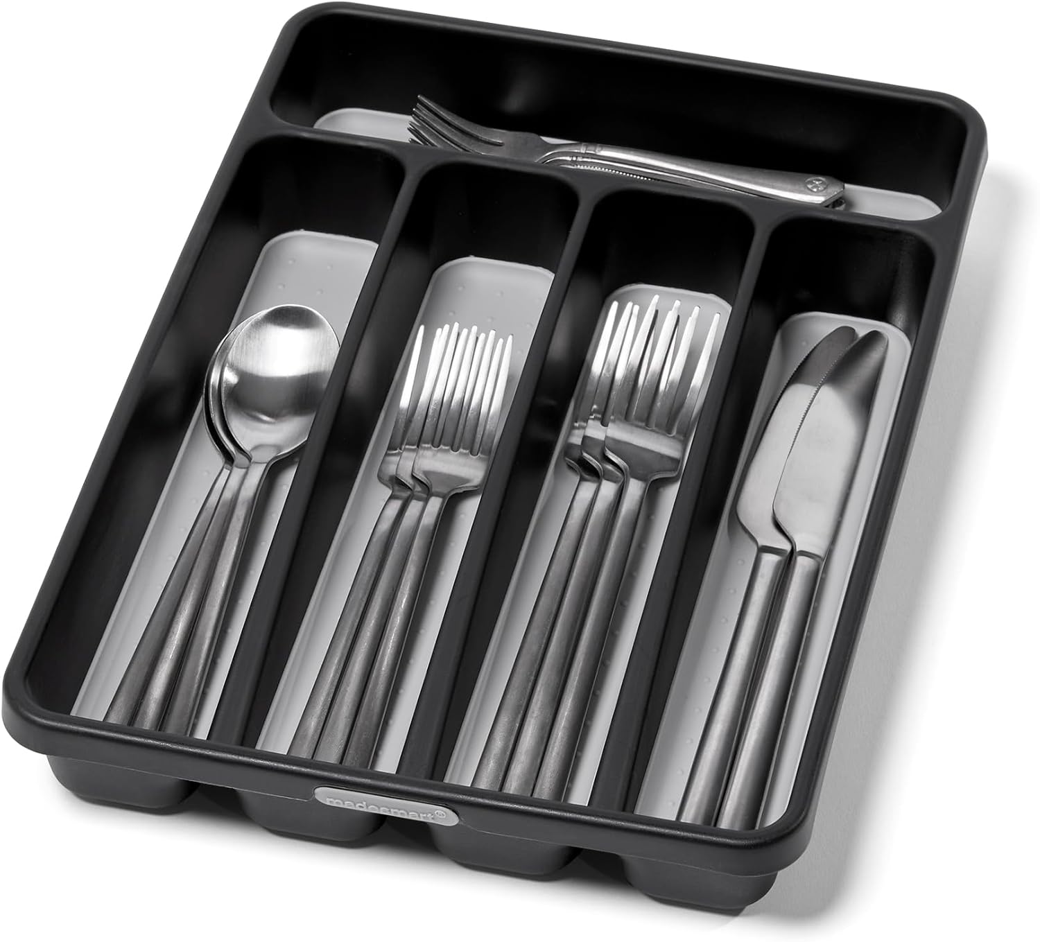 madesmart Classic Mini Silverware Tray, Soft Grip, Non-Slip Kitchen Drawer Organizer, 5