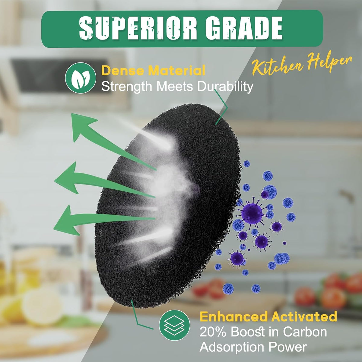 7.25 Inch Charcoal Filters for 10 Pack Kitchen Countertop Compost Bins - Extra Thick 0.3" for