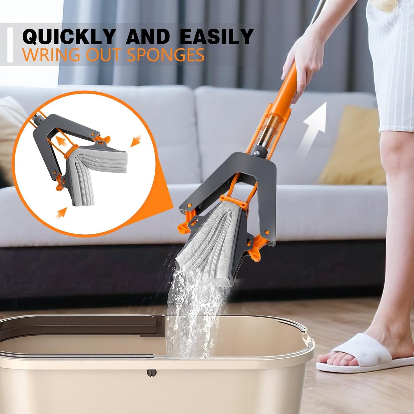 Sponge Mop,Masthome PVA Squeeze Mop with 3 Absorbent Mop Refills,Sponge Mops for Floor