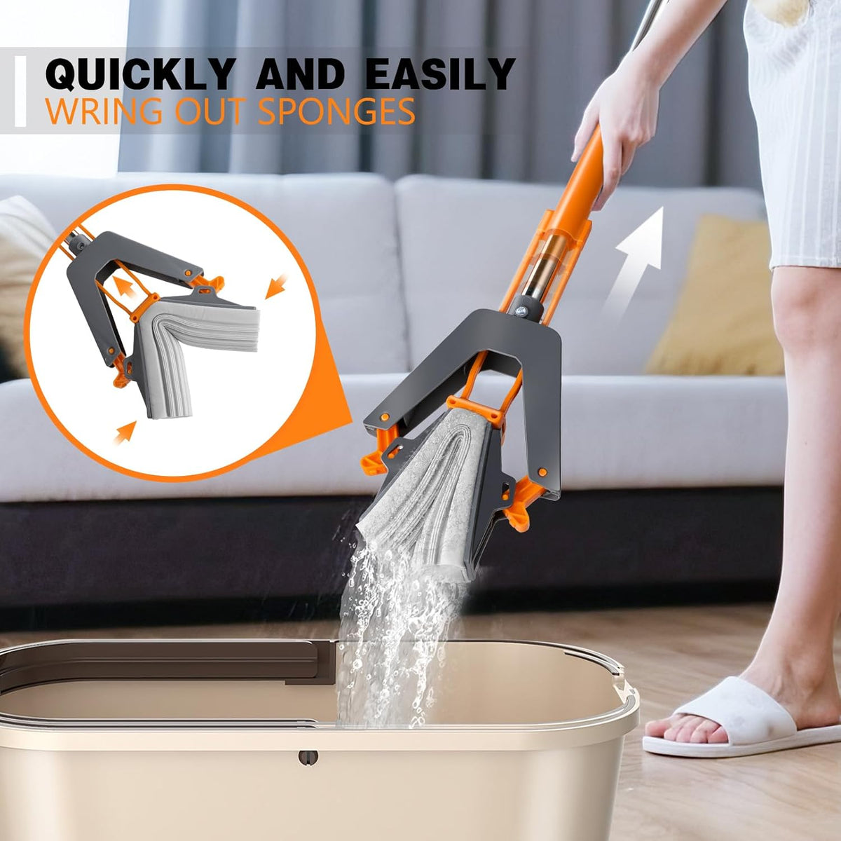 Sponge Mop,Masthome PVA Squeeze Mop with 3 Absorbent Mop Refills,Sponge Mops for Floor