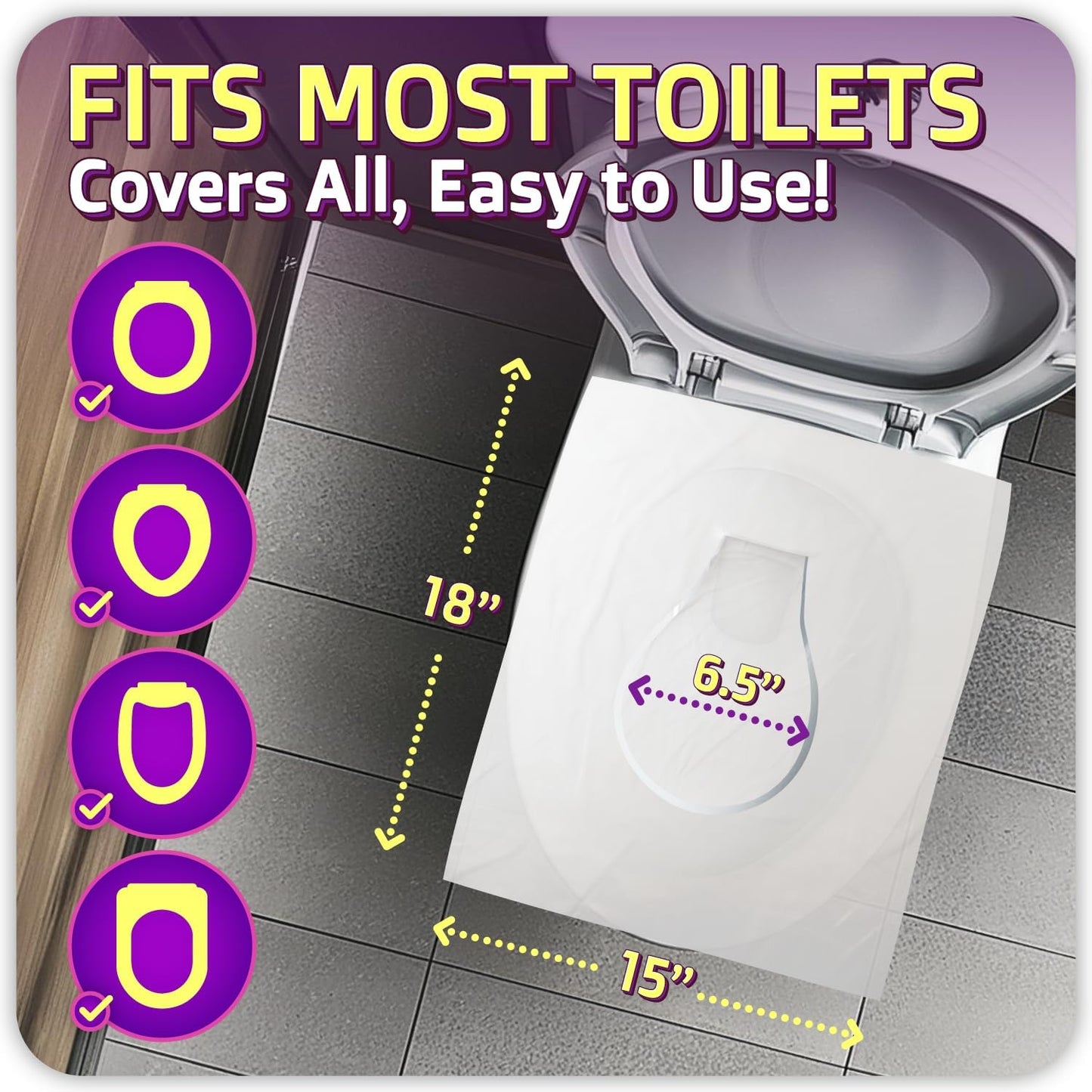 50 Pcs Disposable Toilet Seat Cover - Biodegradable and Flushable Toilet Seat Liners for Public