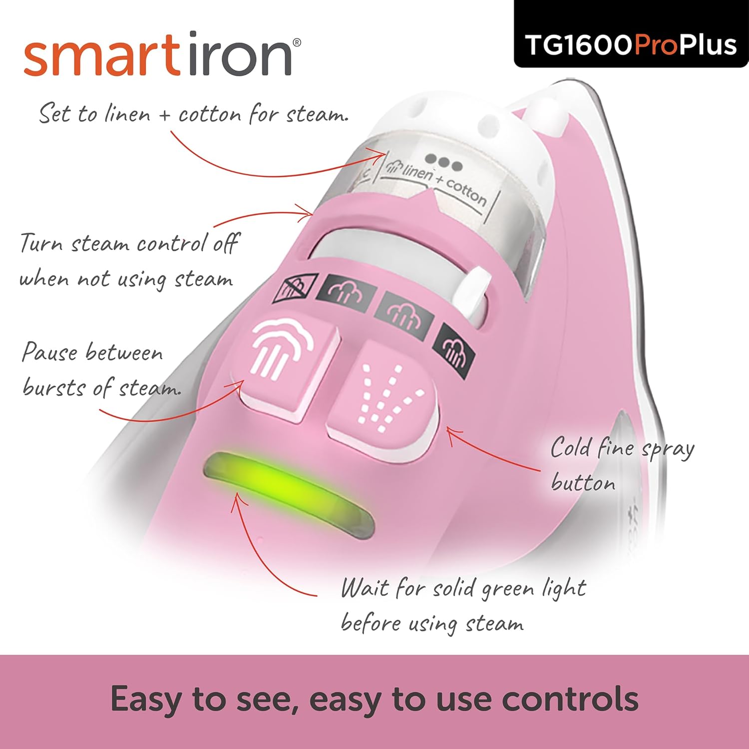 oliso TG1600 ProPlus Smart Iron with Auto-Lift – 1800 Watt Steam Iron for Clothes, Sewing, Quilting
