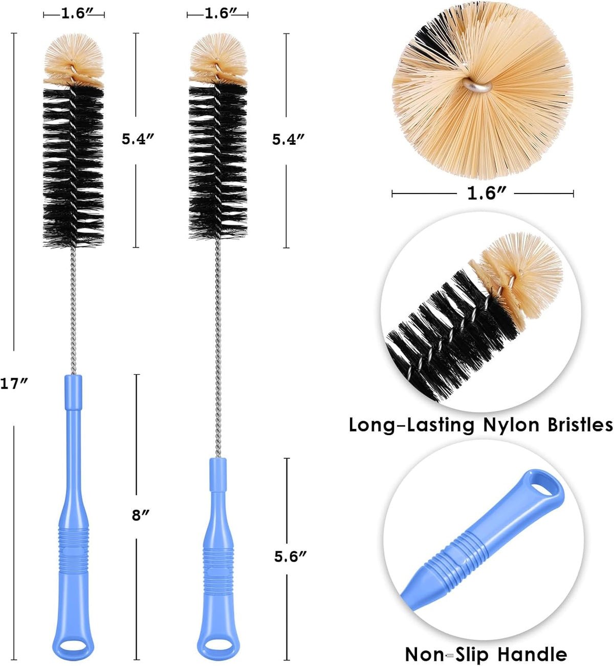 Bottle Cleaning Brush, 17 Inches Extra Long Handle Water Bottle Brush, Flexible Bendable Cleaner