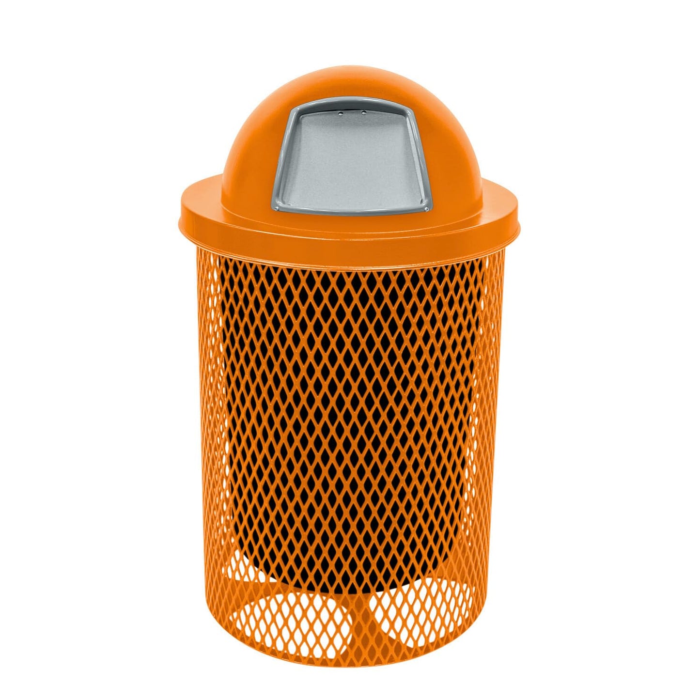 COATEDOUTDOORFURNITURE RDT-ORG Heavy Duty 32 Gallon Round Trash Receptacle, Liner Included, Orange