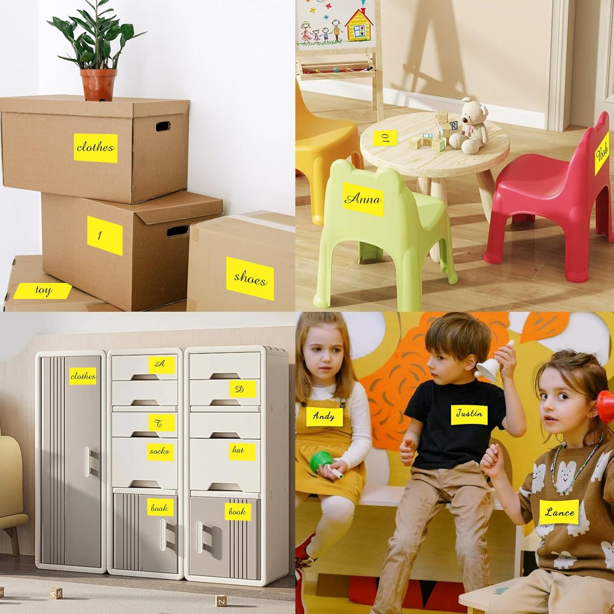 STARLIBOO 3"X5" Rectangle Color Coding Labels, Removable Square Label Inventory Stickers, Permanent