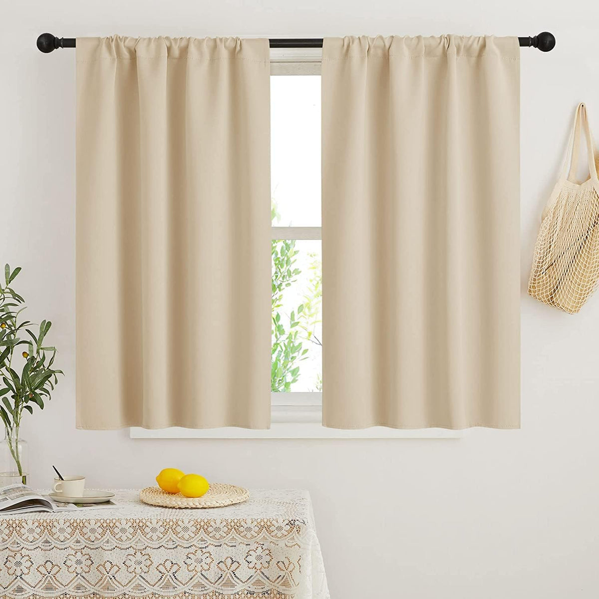 RYB HOME Small Window Curtains Blackout - Privacy Energy Saving Insulating Curtains Blinds for