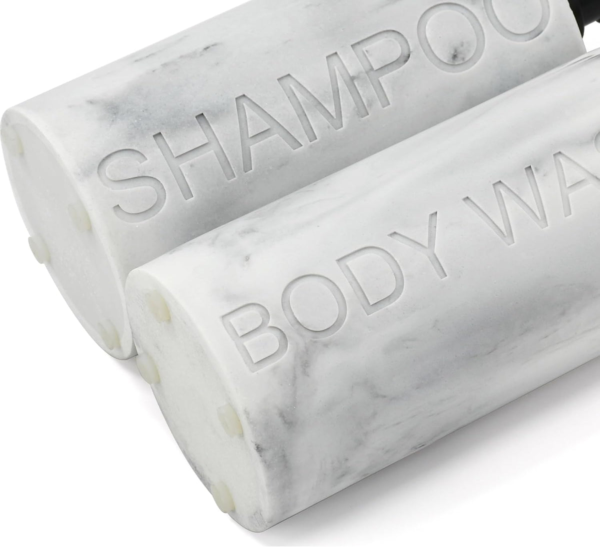 Marble Resin 2 Piece Shampoo and Body Wash Dispenser Set, Luxurious Refillable Pump Bottles with